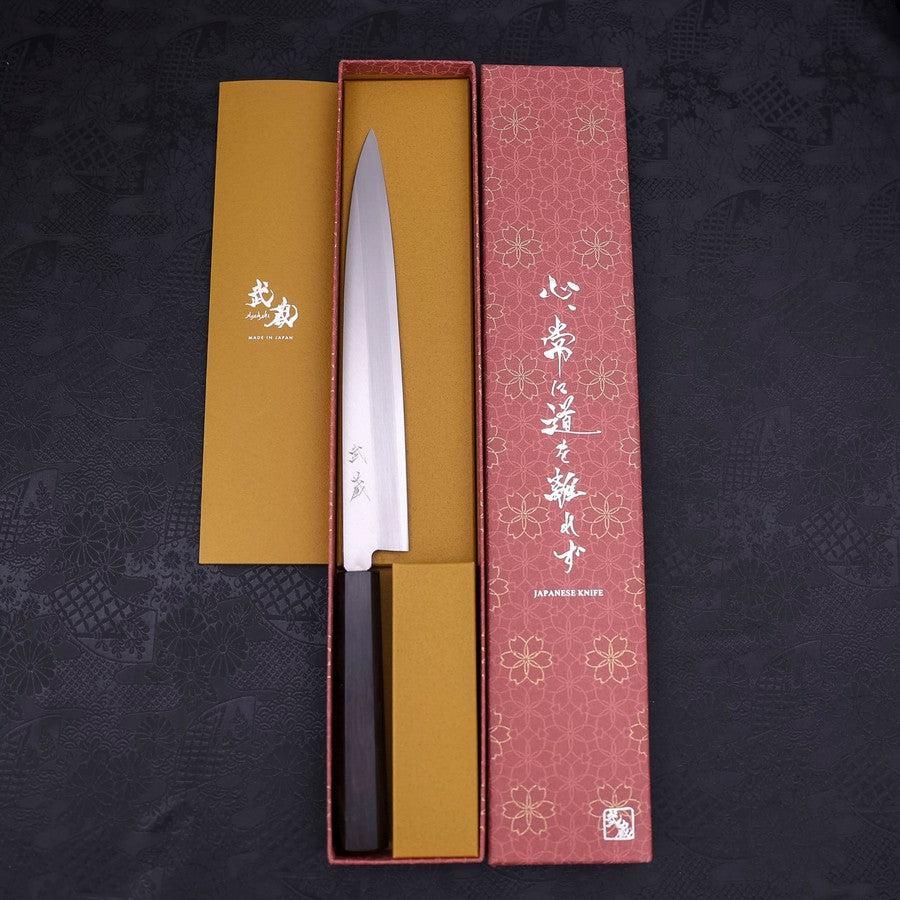 Premium Yanagiba Sushi Knife - AUS 10 High Carbon Steel Blade with Polished Ebony Handle - 240mm Professional Japanese Kitchen Knife for Sushi Chefs & Home Cooking
