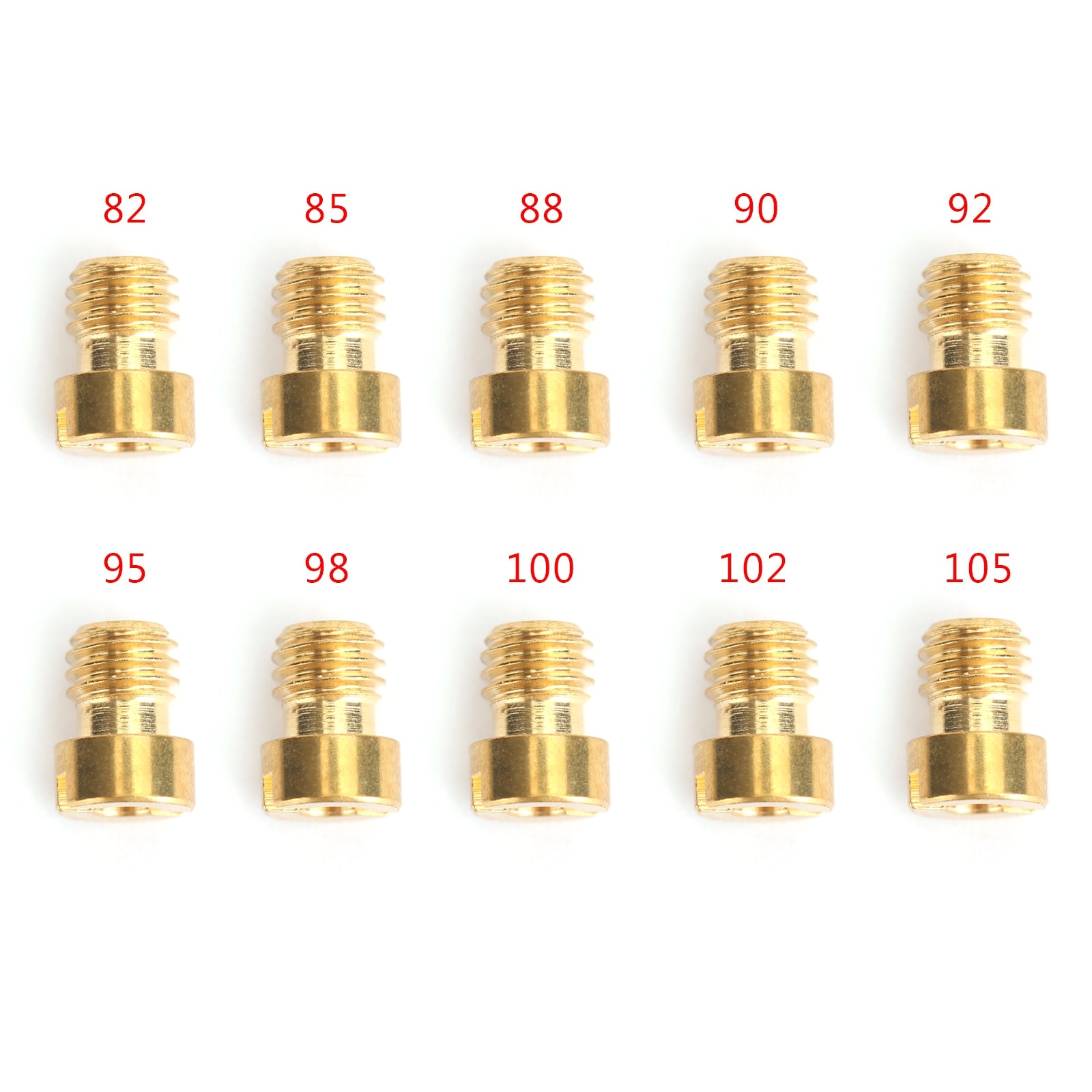 10-Pack Round Head Main Jet 5mm 82-105 for GY6 Motorcycle Scooter Carburetor PZ19 - Replacement Fuel Jets for 50cc 125cc 150cc Engines - Perfect for Carburetor Tuning, Performance Upgrades & Engine Maintenance