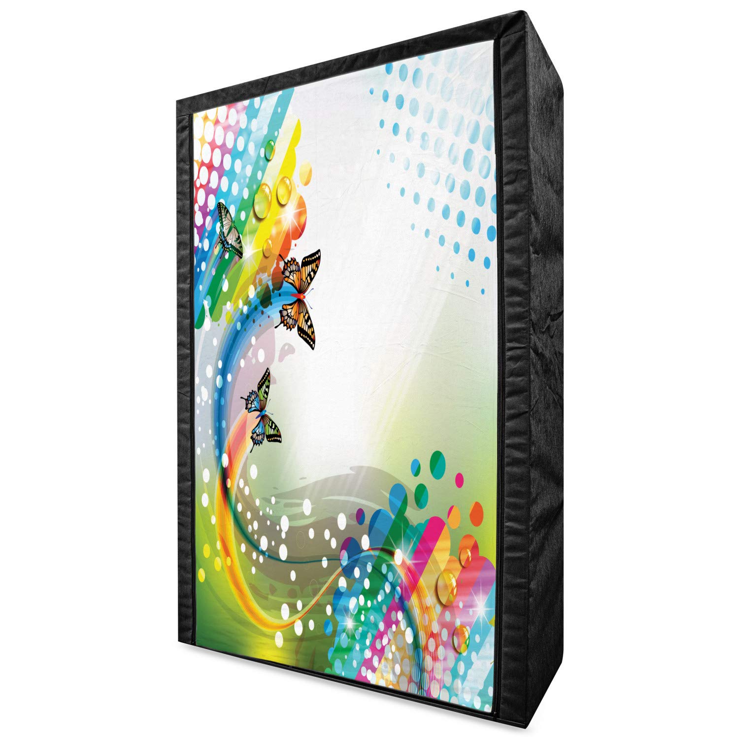 Ambesonne Portable Fabric Wardrobe with Trippy Butterfly & Comet Bubble Design - 42.5