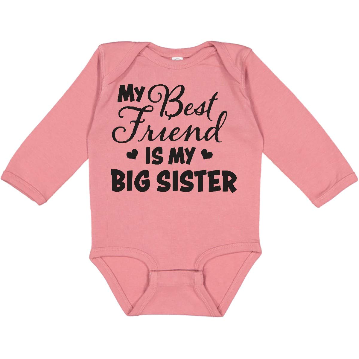 My Best Friend is My Big Sister with Hearts Long Sleeve Creeper - Perfect for Sibling Bonding and Family Gatherings