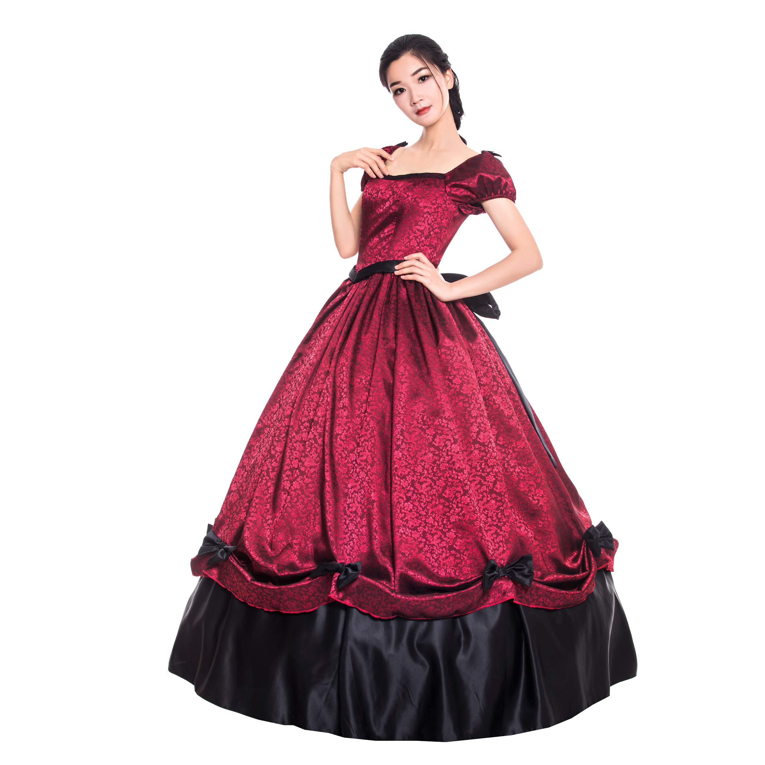 Victorian Ball Gown for Women - Elegant Long Sleeve Rococo Party Dress for Masquerade, Halloween, Cosplay & Vintage Themed Events