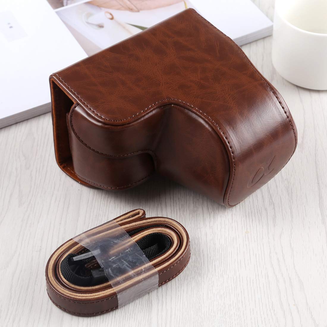 Premium PU Leather Camera Case Bag with Adjustable Strap for Sony A6400/ILCE-6400 - Durable Full Body Protection for Travel & Outdoor Photography