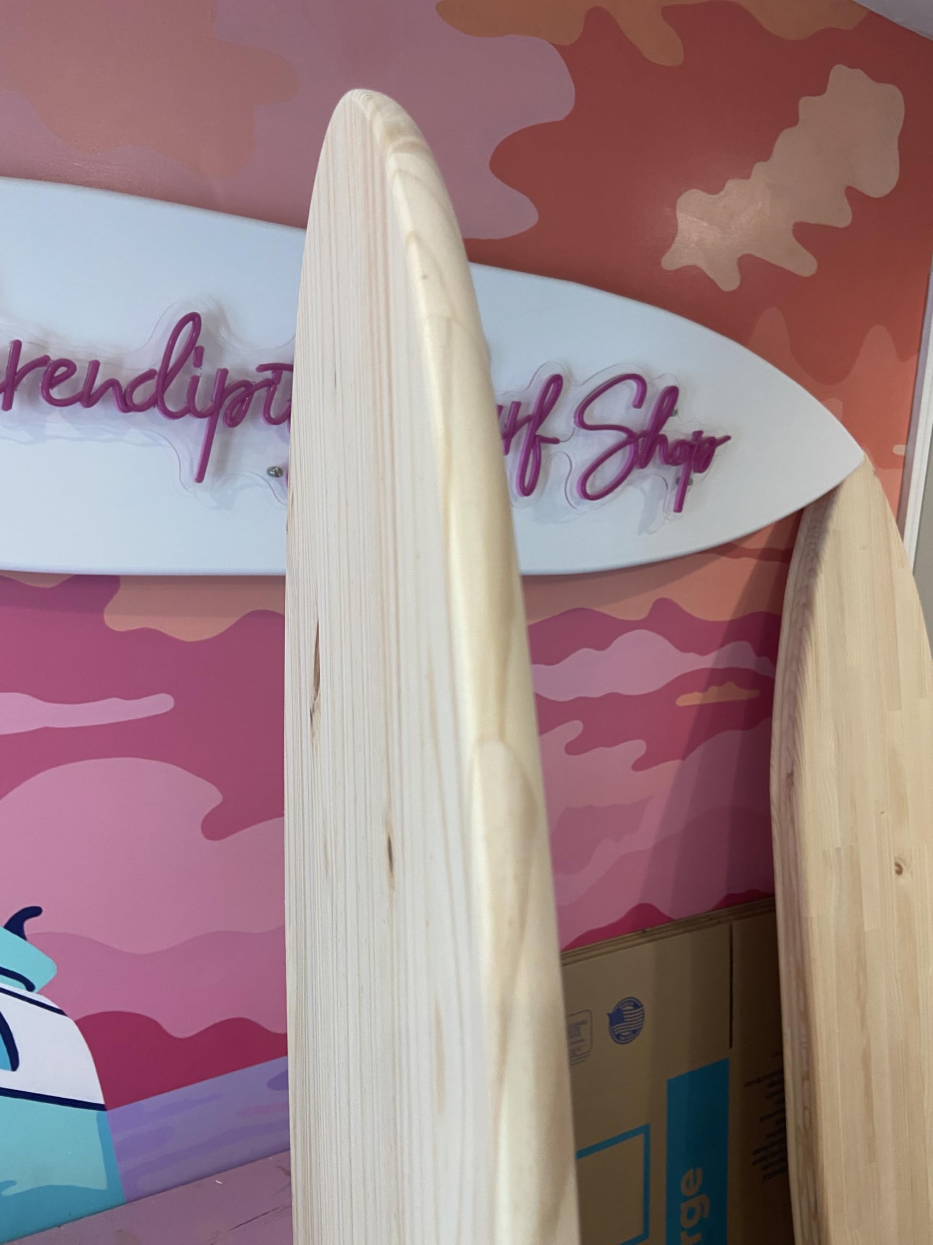 6ft Unfinished Wood Longboard Surfboard - Handmade Wall Art Decor, Beach House Sign, Unique Gift - Fast Shipping from USA - Perfect for Coastal, Surf, and Boho Home Decor