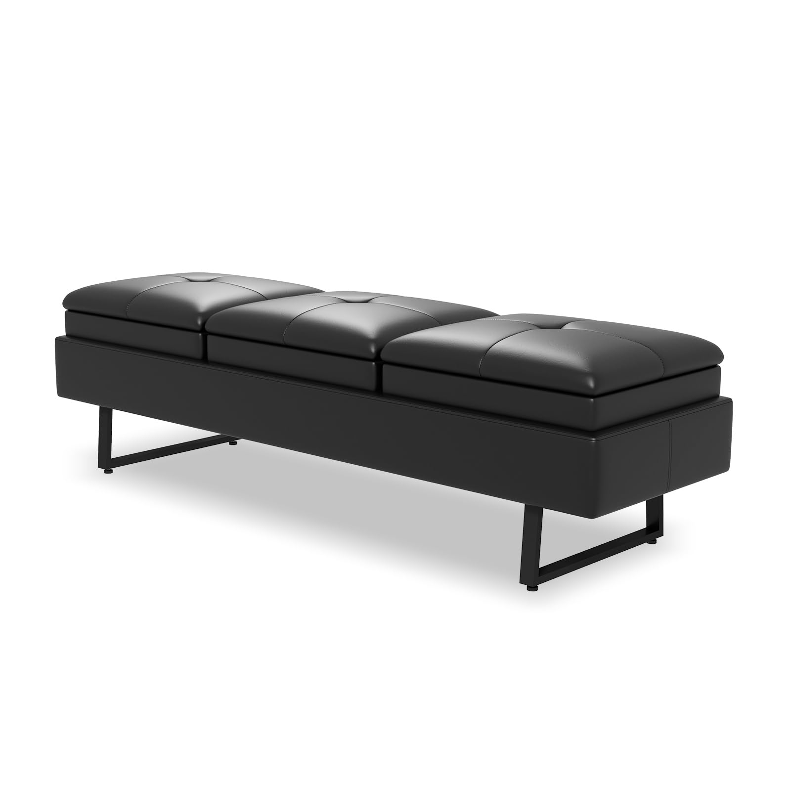Kinsuite 3-Seat Leather Waiting Room Bench with Thickened Cushion - Modern Office Reception Furniture for Barber Shop, Nail Salon, Clinic & Hotel Lobby - Comfortable Entryway Seating Solution