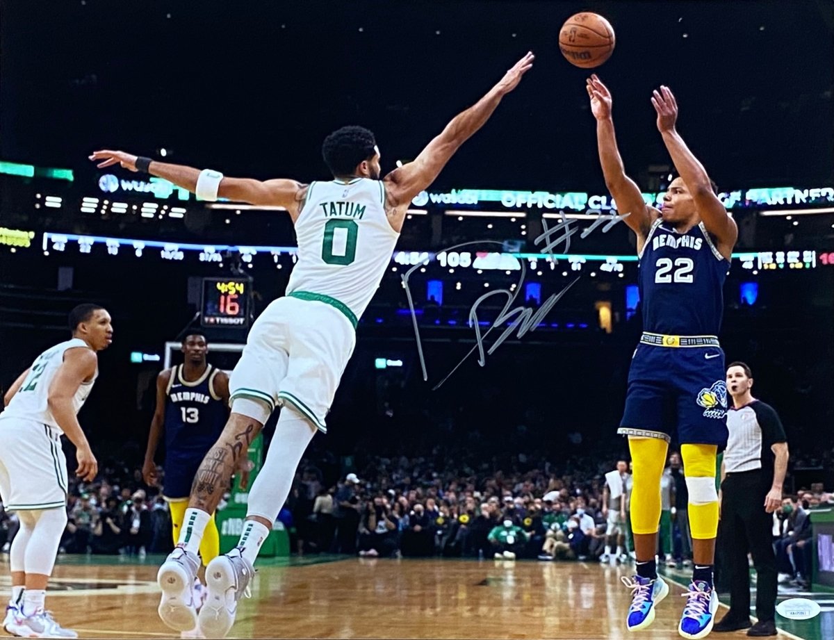 Desmond Bane Autographed 16x20 Memphis Grizzlies vs Boston Celtics Game Photo with JSA ITP Certificate - Perfect for Sports Memorabilia Collections and Fan Cave Decor