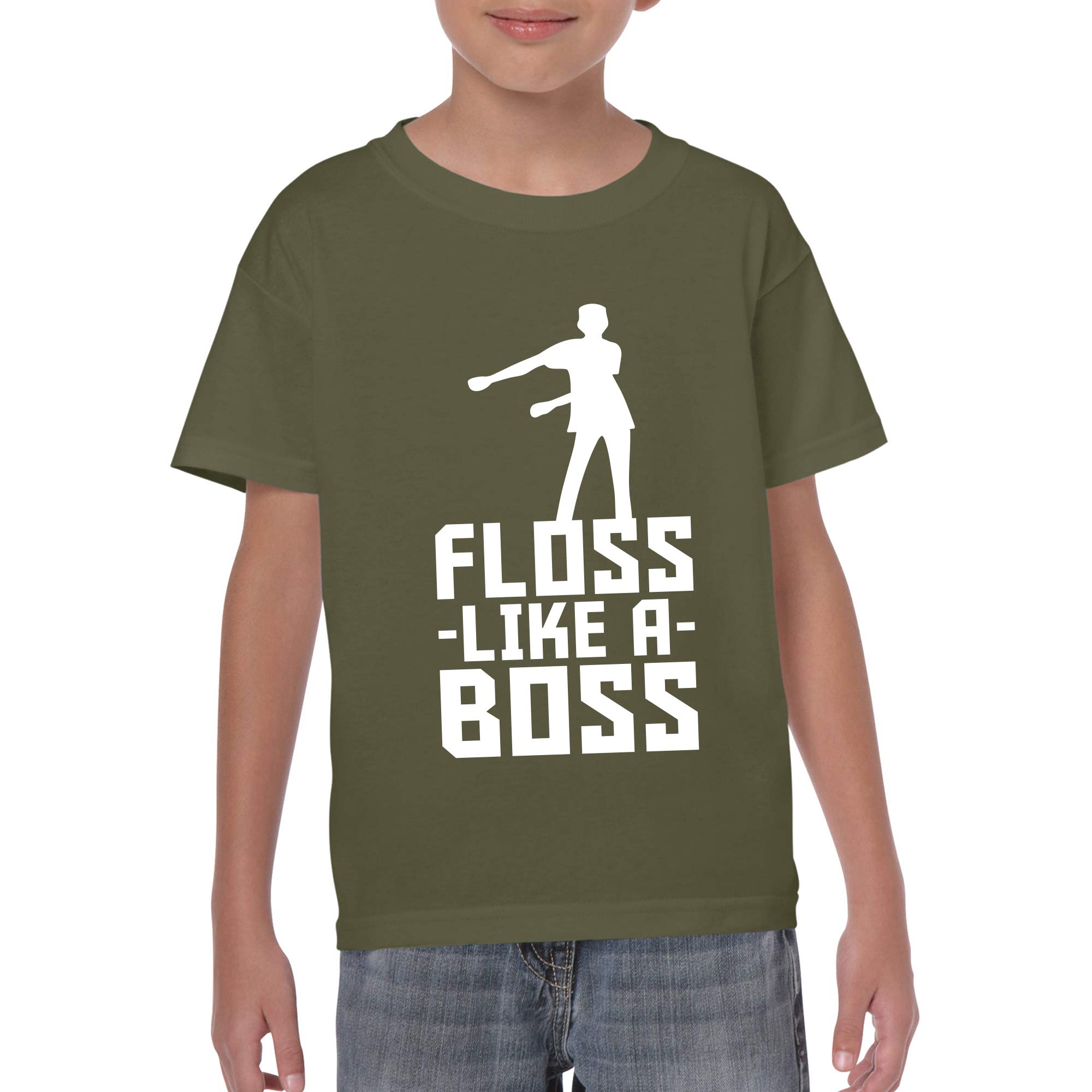 Kids Floss Like A Boss - Funny Floss Dance Emote Youth T-Shirt | Cool Dance Party Outfit for Boys & Girls | Trendy Hip Hop Dancewear for School & Street Style