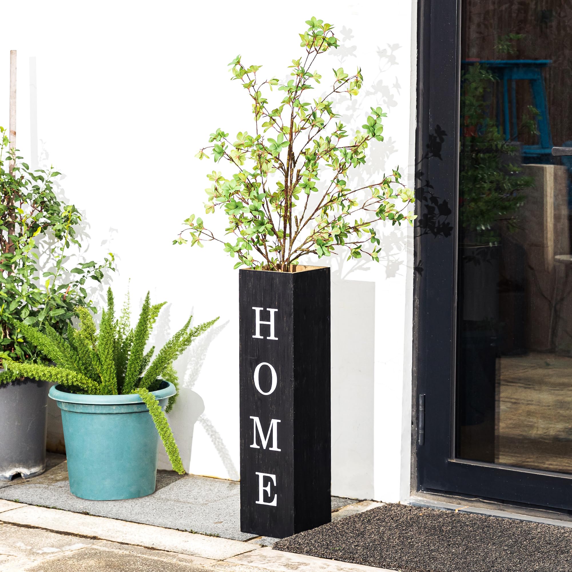 Glitzhome 30 Inch Double Sided Wooden Black Welcome Home Porch Sign - Rustic Farmhouse Front Door Decor for Porch, Patio, and Entryway - Perfect for Holiday, Wedding, and Homewarming Gifts