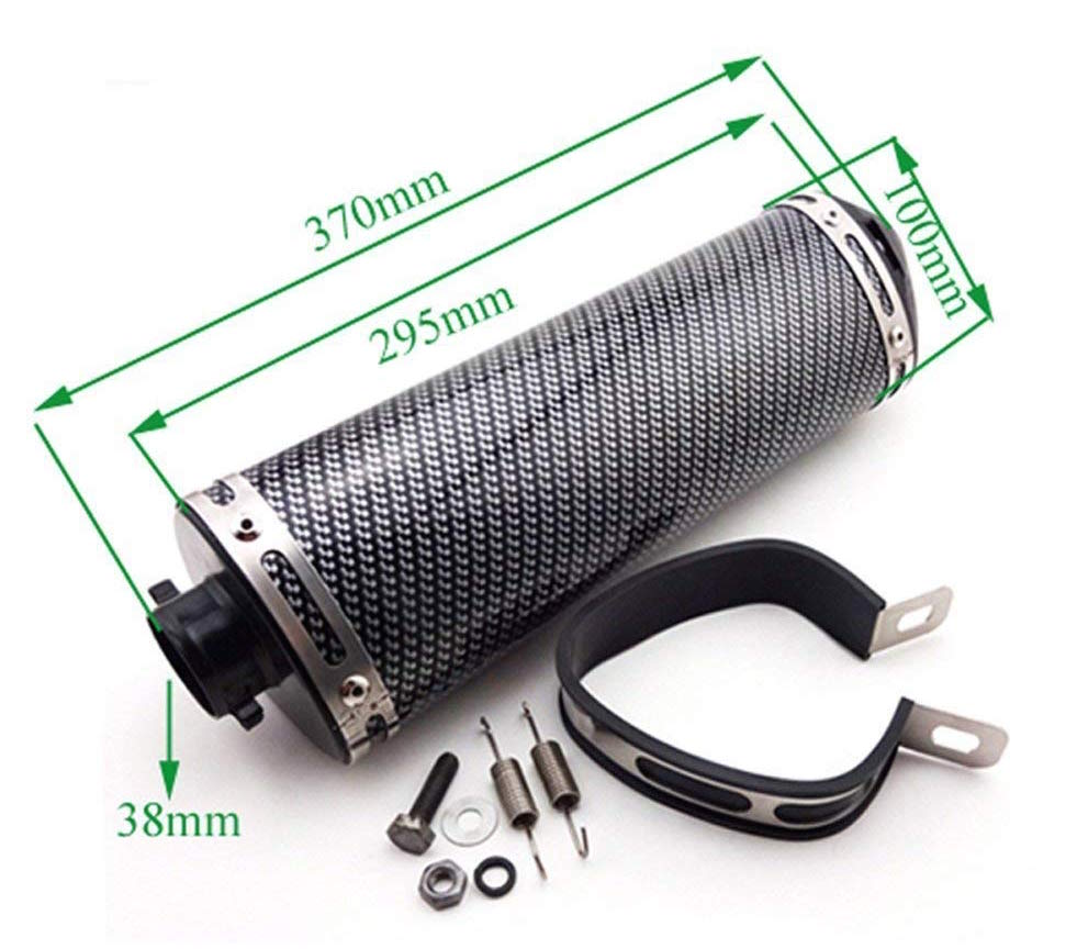 High-Performance 38mm Carbon Fiber Motorcycle Scooter Exhaust Muffler Pipe with Adjustable Silencer - Enhanced Sound Control & Style Upgrade for Street Bikes & Commuter Scooters