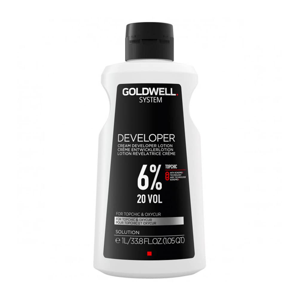 Goldwell System Developer Lotion 6% 20 Vol - 1000ml Professional Hair Developer for Salon & Home Use - Perfect for Blonding, Highlighting & Color Processing