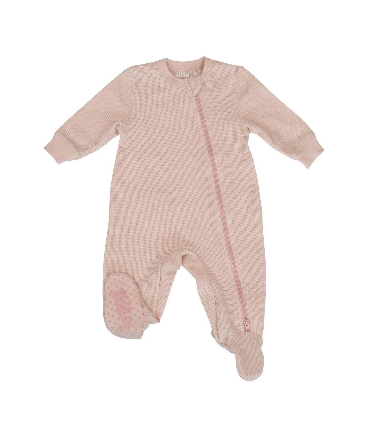 Juddlies Mini Waffle Collection Footed Sleeper - Soft Baby Pajamas with Non-Slip Soles for Newborns & Toddlers | Perfect for Bedtime, Playtime & Photo Shoots