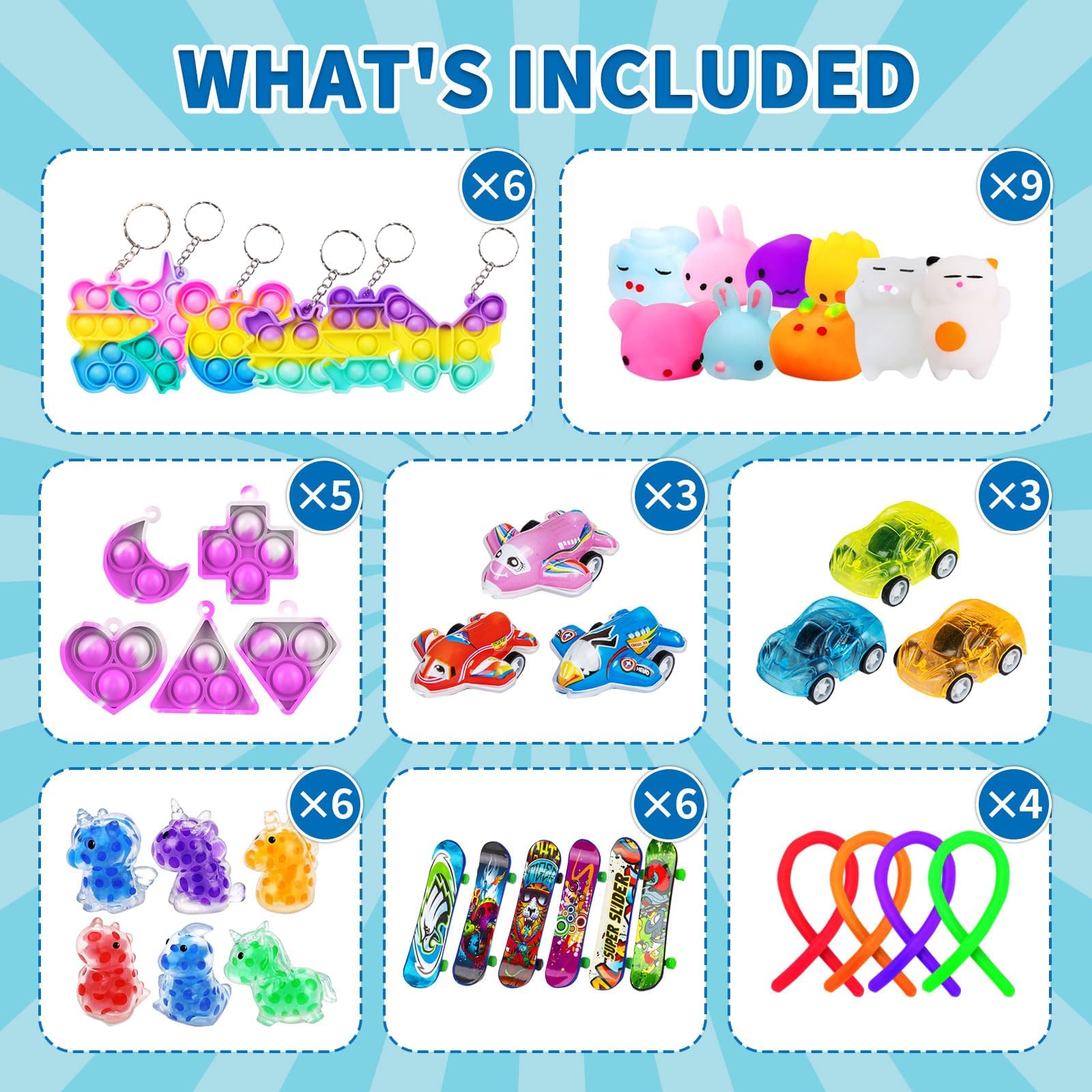 145 Pcs Kids Party Favors Bulk Pack - Pop Fidget Sensory Toys for Birthday Goodie Bags, Classroom Prizes, Pinata Stuffers & Treasure Box - Fun Stress Relief Toys for Boys Girls Birthday Party, School Carnival & Classroom Rewards