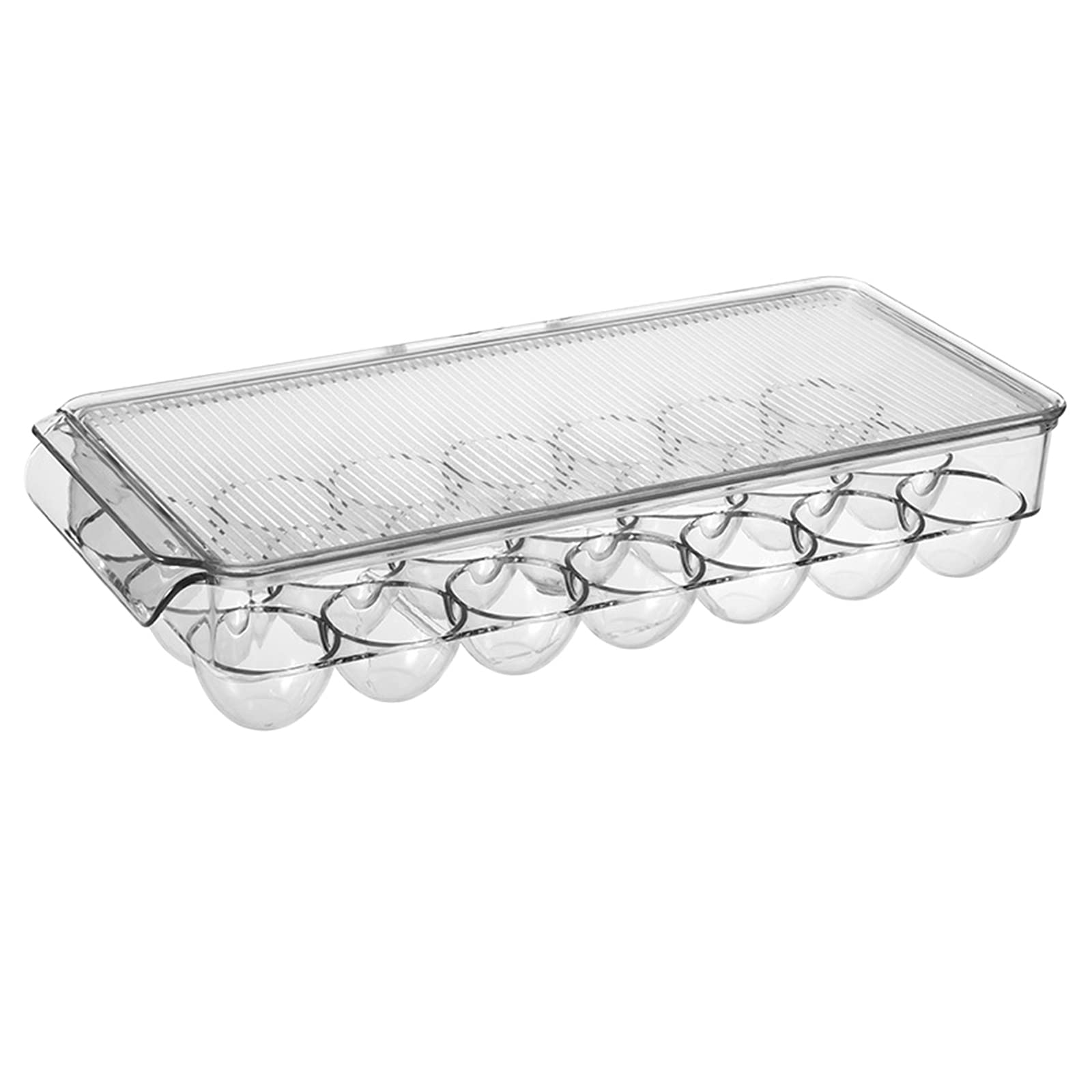 Fenteer 21-Grid Transparent Freezer Egg Storage Container with Lid - Moisture-Proof Kitchen Organizer for Fresh Food Preservation | Perfect for Refrigerator, Pantry & Household Use