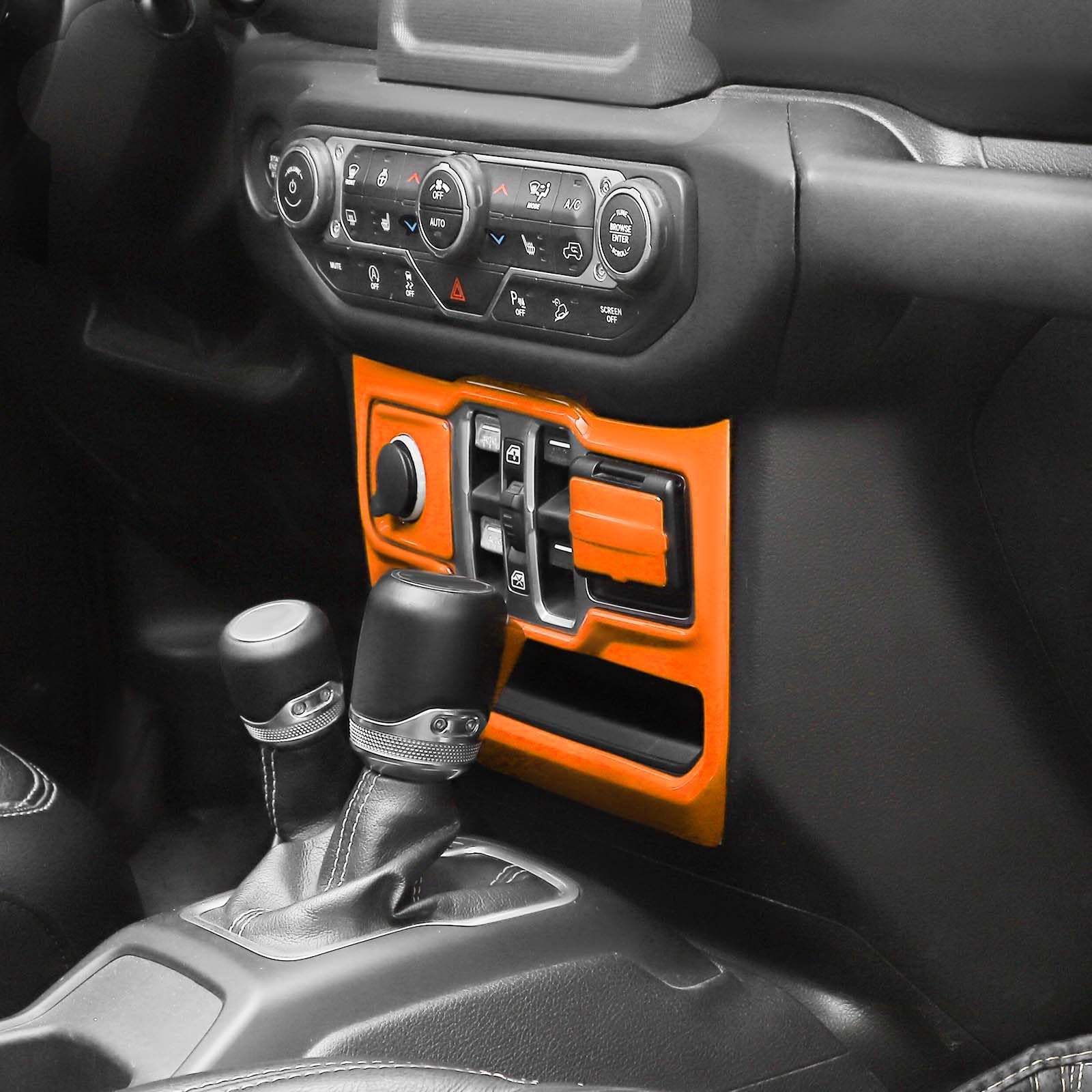RT-TCZ Jeep JL Center Dash Window Switch Panel Trim Media Port Cover - Compatible with Jeep Wrangler JL/JLU & Gladiator JT 2018-2024 - Orange Interior Accessories (3-Piece Set) - Perfect for Off-Roading & Interior Customization