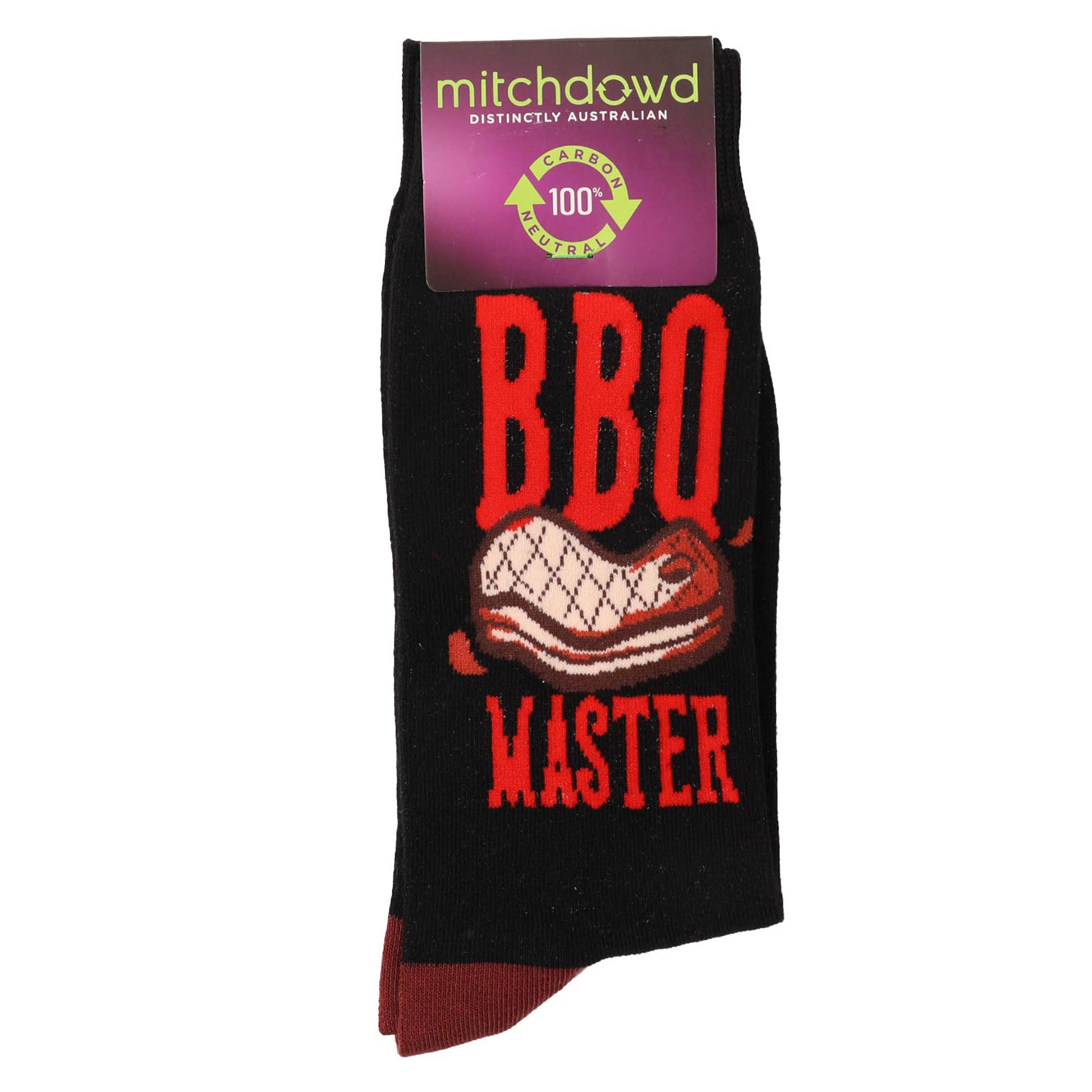 BBQ Master Cotton Crew Socks for Men - Comfortable & Breathable Black Socks - Perfect for Grilling, Outdoor Cooking & Casual Wear