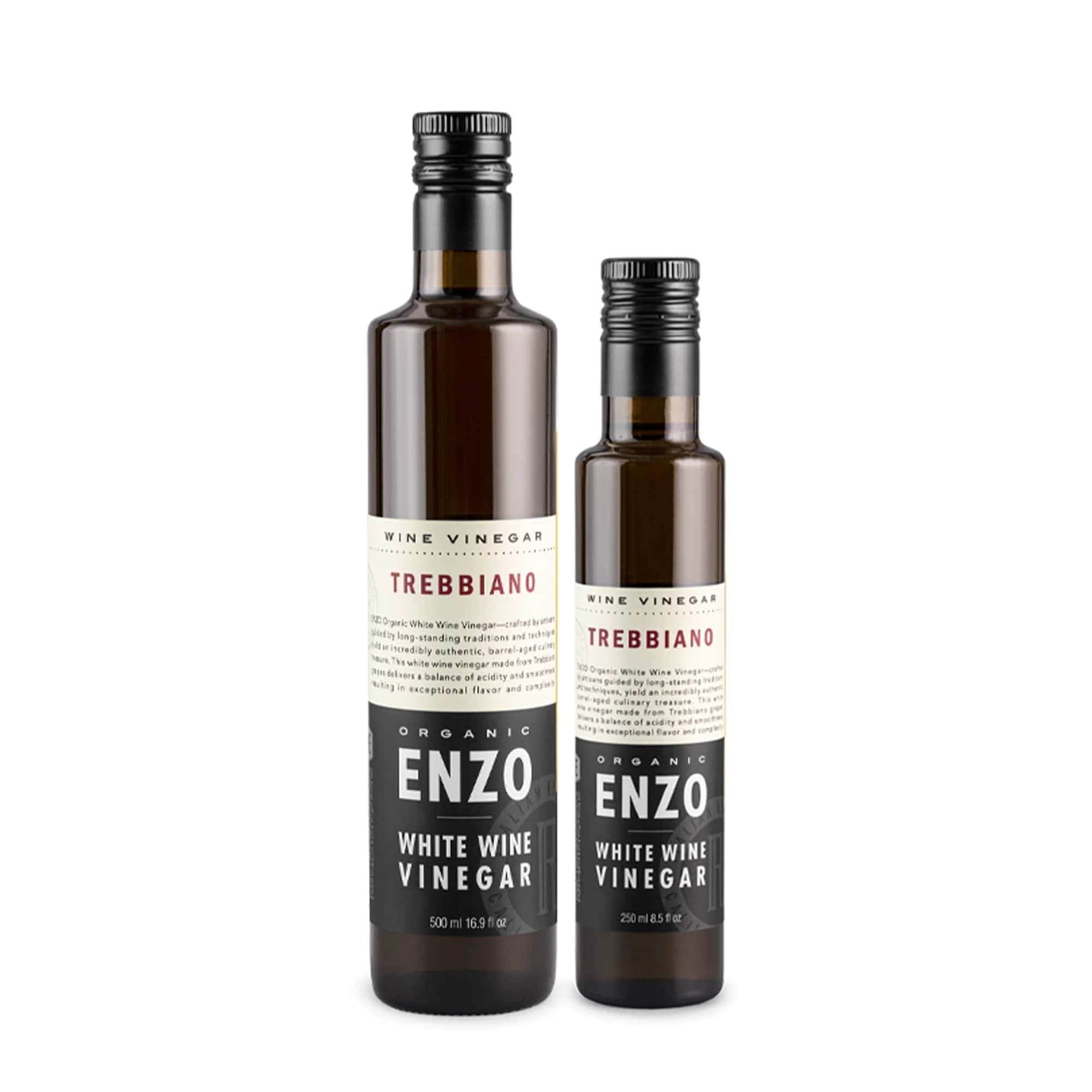 Enzo Organic White Wine Vinegar 250ml - Premium Cooking & Salad Dressing Ingredient for Healthy Recipes