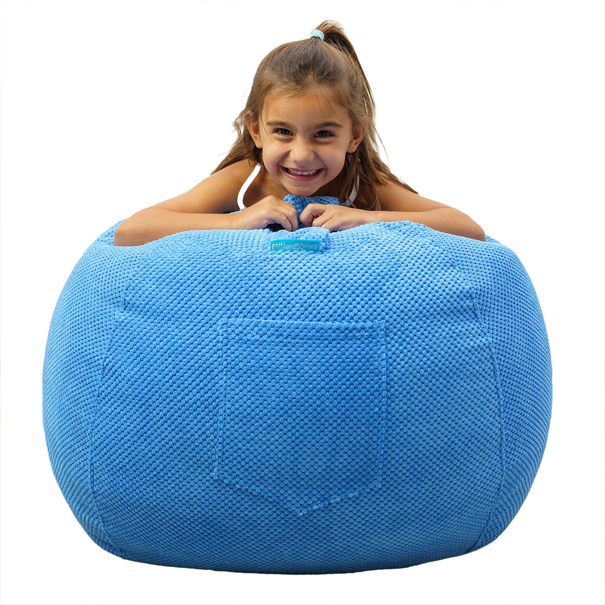 EMMandSOPHIE Kids Bean Bag Chair - Soft & Comfortable Toddler Bean Bag with Stuffed Animal Storage - Perfect for Playrooms, Bedrooms & Reading Nooks - Washable Cover & Durable Design for Boys & Girls