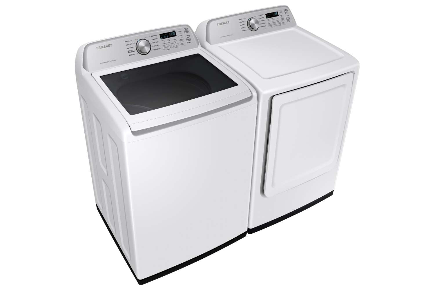 Samsung 5.3 Cu.Ft White Top Load Washer with Agitator & 7.4 Cu.Ft White Electric Dryer Set - SmartThings Compatible, Large Capacity Laundry Appliances for Home & Family Use