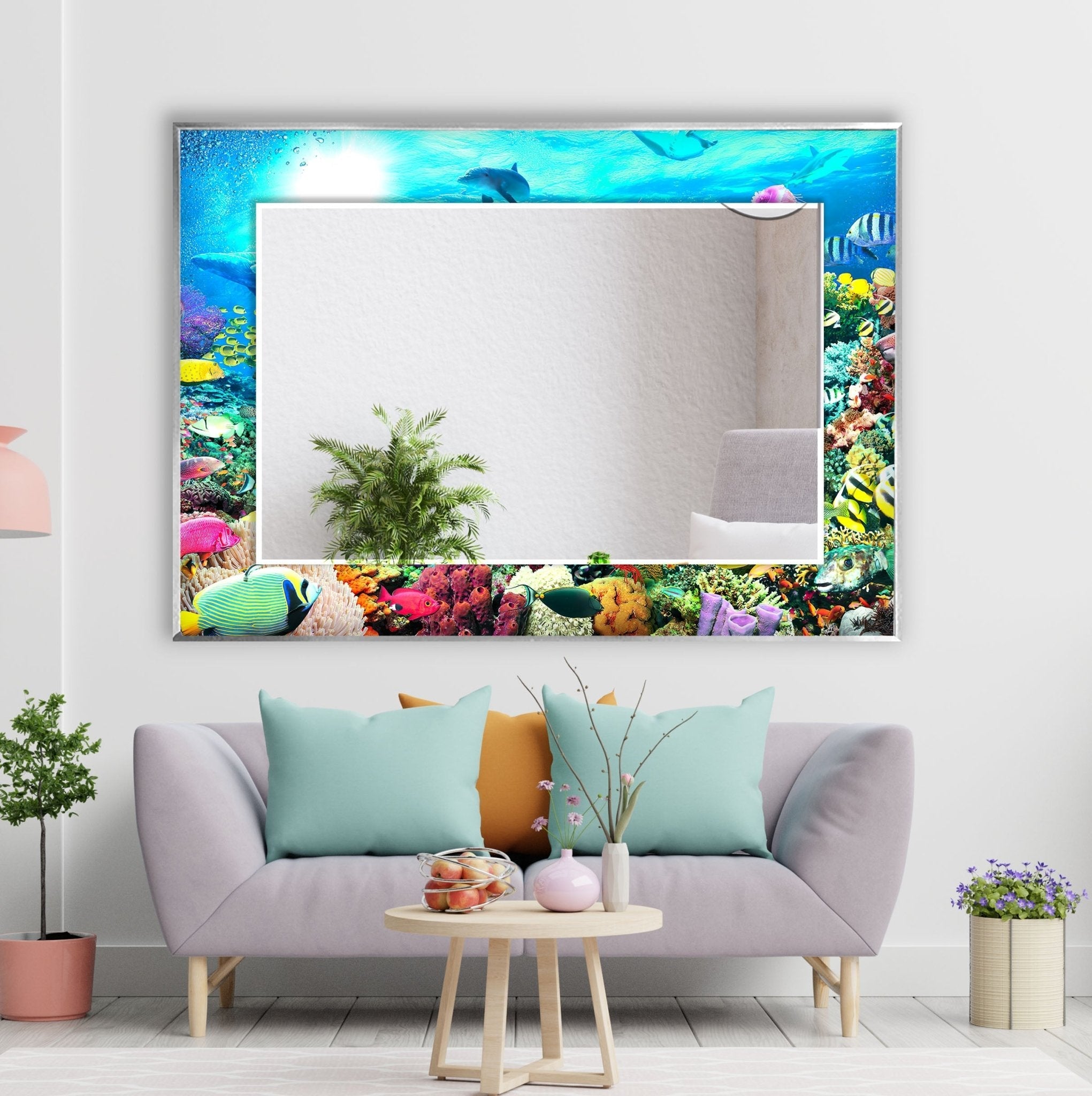 Stylish Aquarium Wall Mirror for Home & Office Decor - Enhance Your Space with a Unique Reflective Design