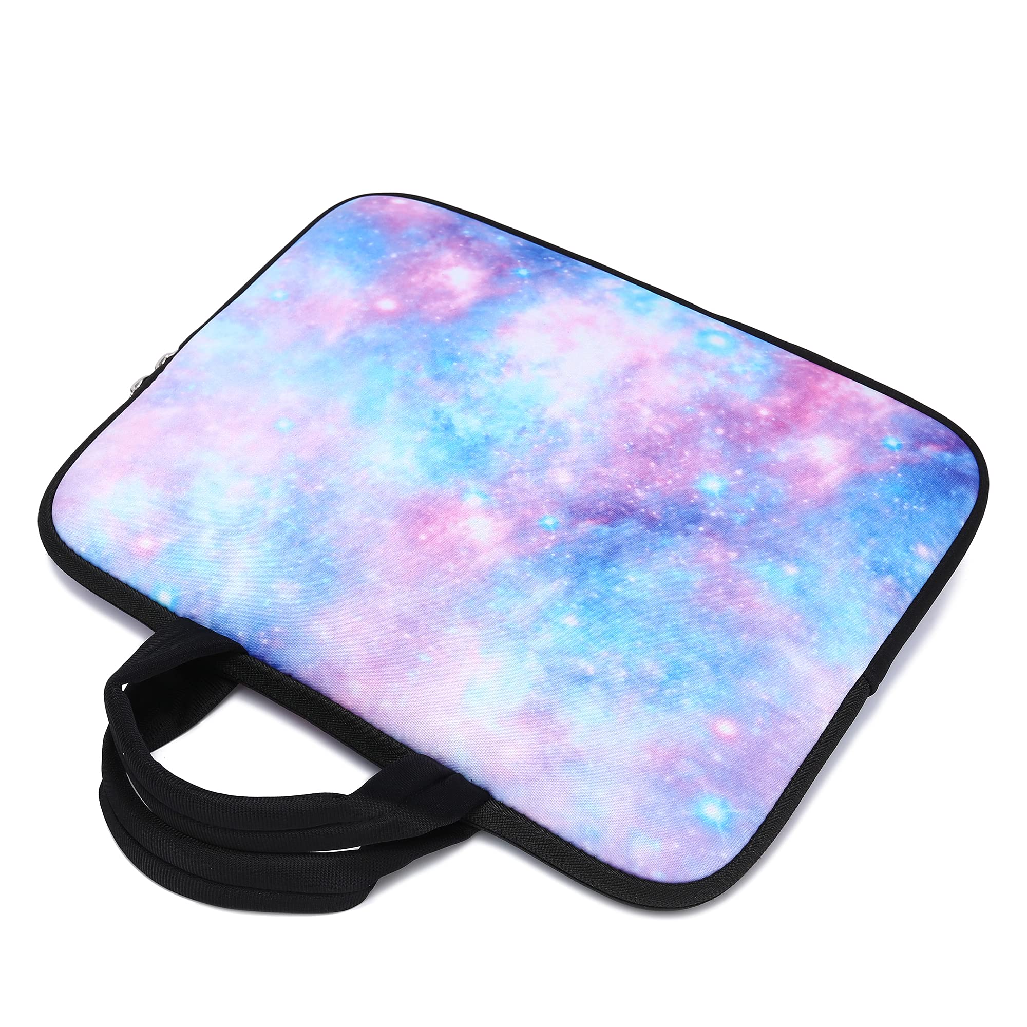 15 Inch Neoprene Laptop Sleeve Case for Chromebook, Notebook & Ultrabook - Lightweight Protective Travel Cover with Handle & Zipper - Fits 14-15.4 Inch Laptops (Blue White Galaxy) - Perfect for Work, School & Business Travel