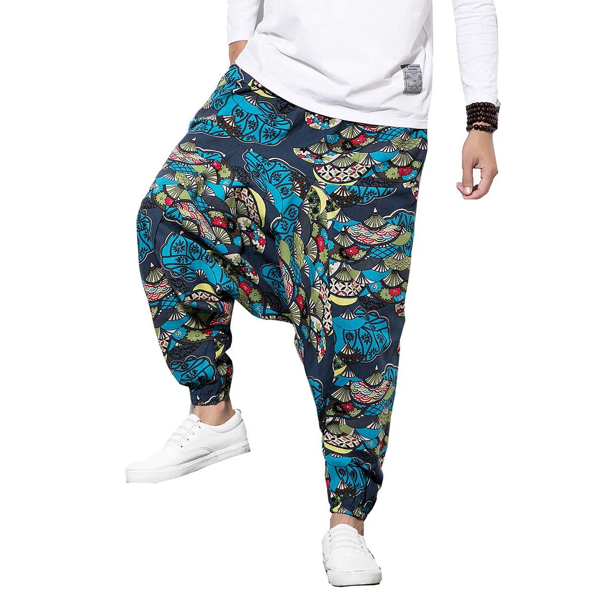 Seidarise Men's Harem Pants - Drop Crotch Yoga Joggers, Plus Size Genie Pants & Balloon Lounge Pants for Meditation, Workout, and Casual Wear