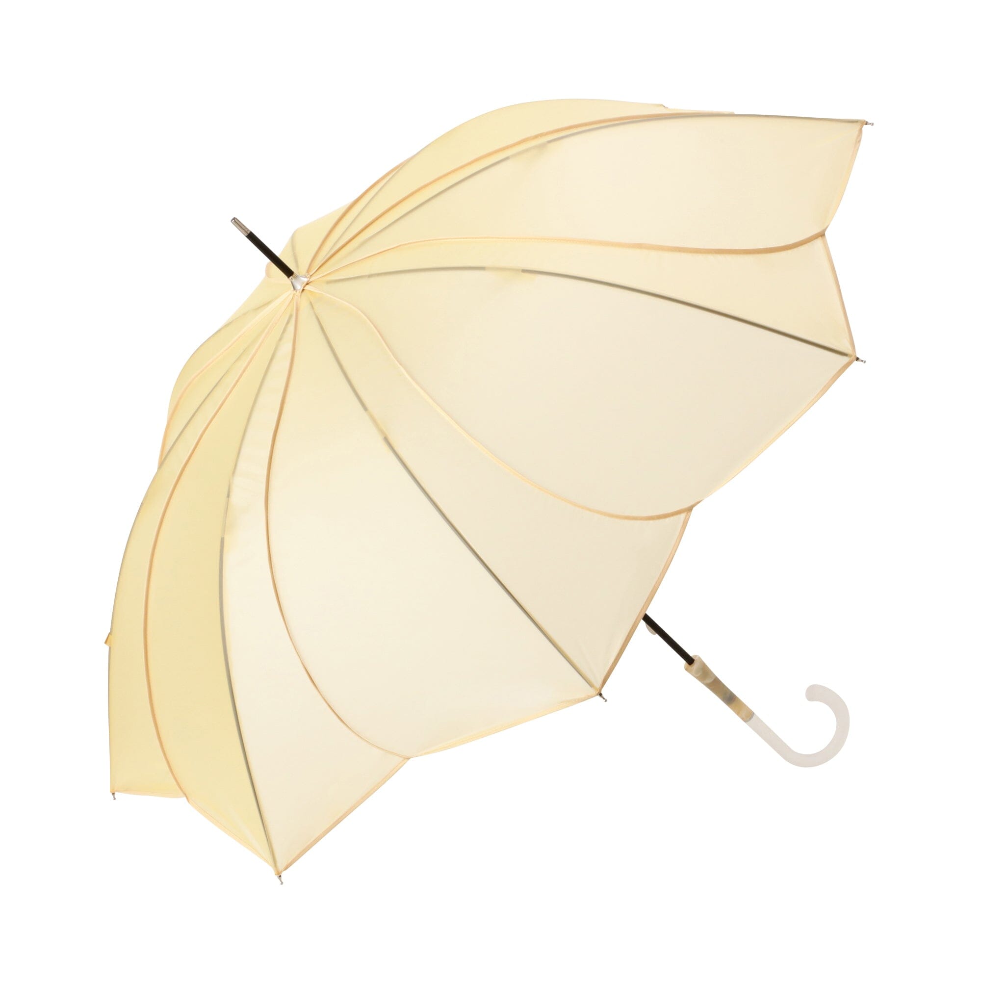 Transparent Windproof Long Umbrella with Powder Coated Handle - Yellow Rain Umbrella for Women & Men - Perfect for Walking, Commuting, and Outdoor Activities