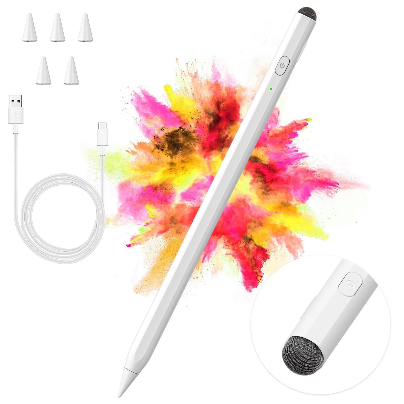 2-in-1 Active & Capacitive Stylus Pen for iPad - Fast Charging Apple Pencil Compatible with iPad Pro 11/12.9