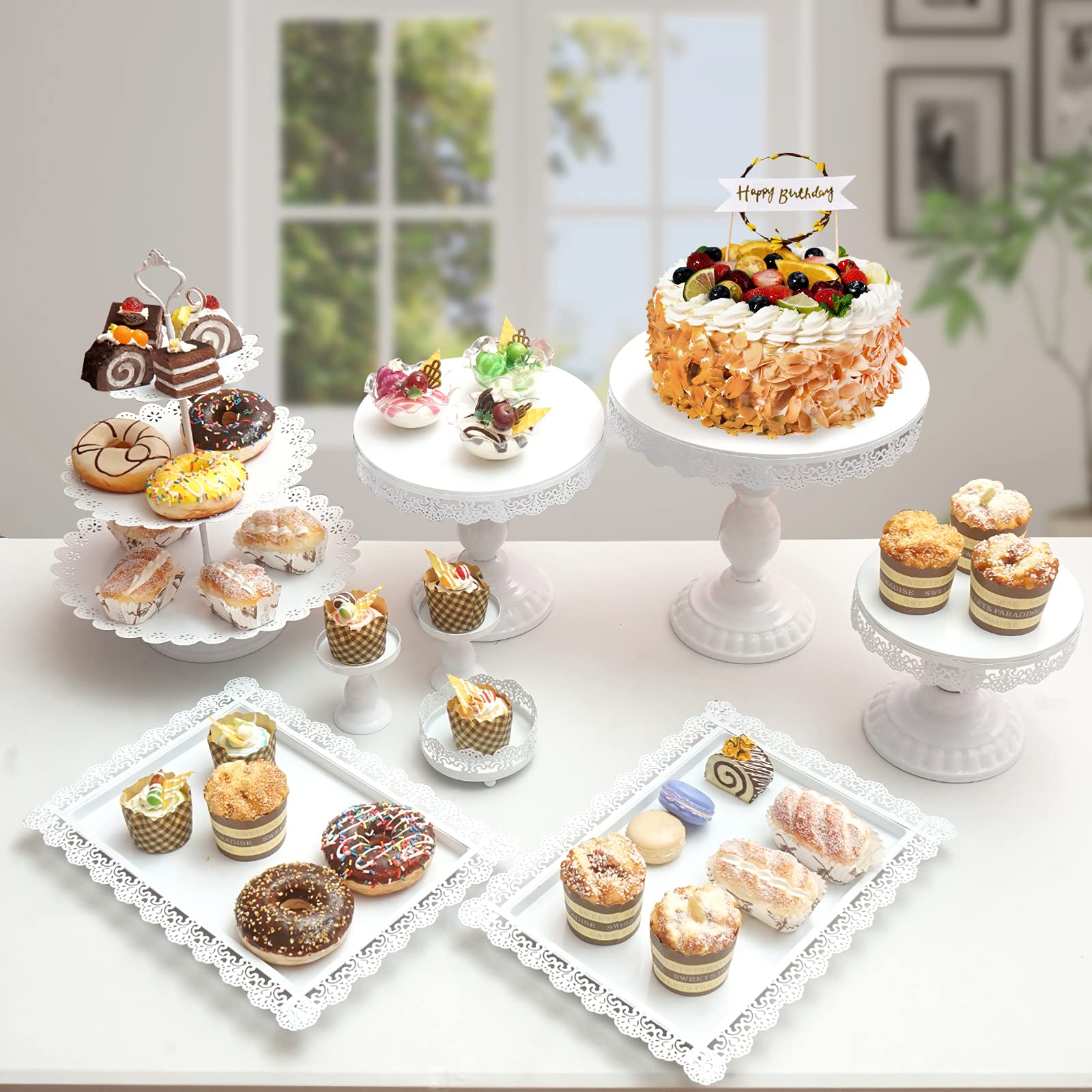 Elegant White Cake Stand for Cupcakes - Perfect for Weddings, Birthdays, Baby Showers & Home Decor | Durable Party Serving Tray for Celebrations & Dessert Displays