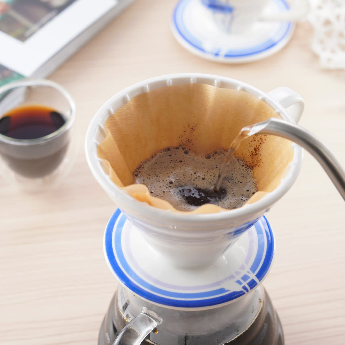 BLUE BREW Ceramic Pour Over Coffee Dripper - Size 01 Cone Coffee Maker for 1-2 Cups | Manual Brewing System | Dishwasher Safe | Portable Slow Drip Coffee Accessories | Perfect for Home, Office, Travel & Camping (BB1001) | Ideal for Specialty Coffee Lovers & Outdoor Enthusiasts