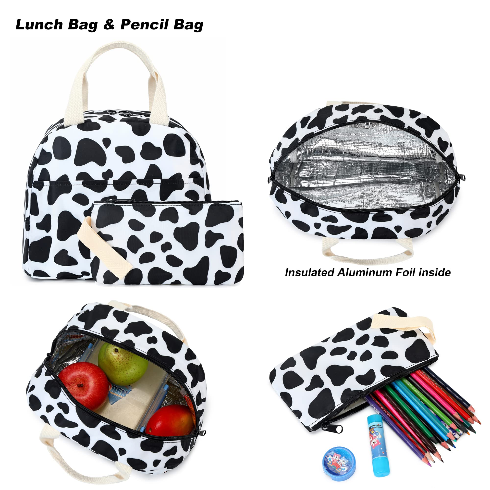 Girls School Backpack Set for Teens & Kids - Waterproof Bookbag with Lunch Box & Pencil Case - Perfect for School, Travel & Daily Use