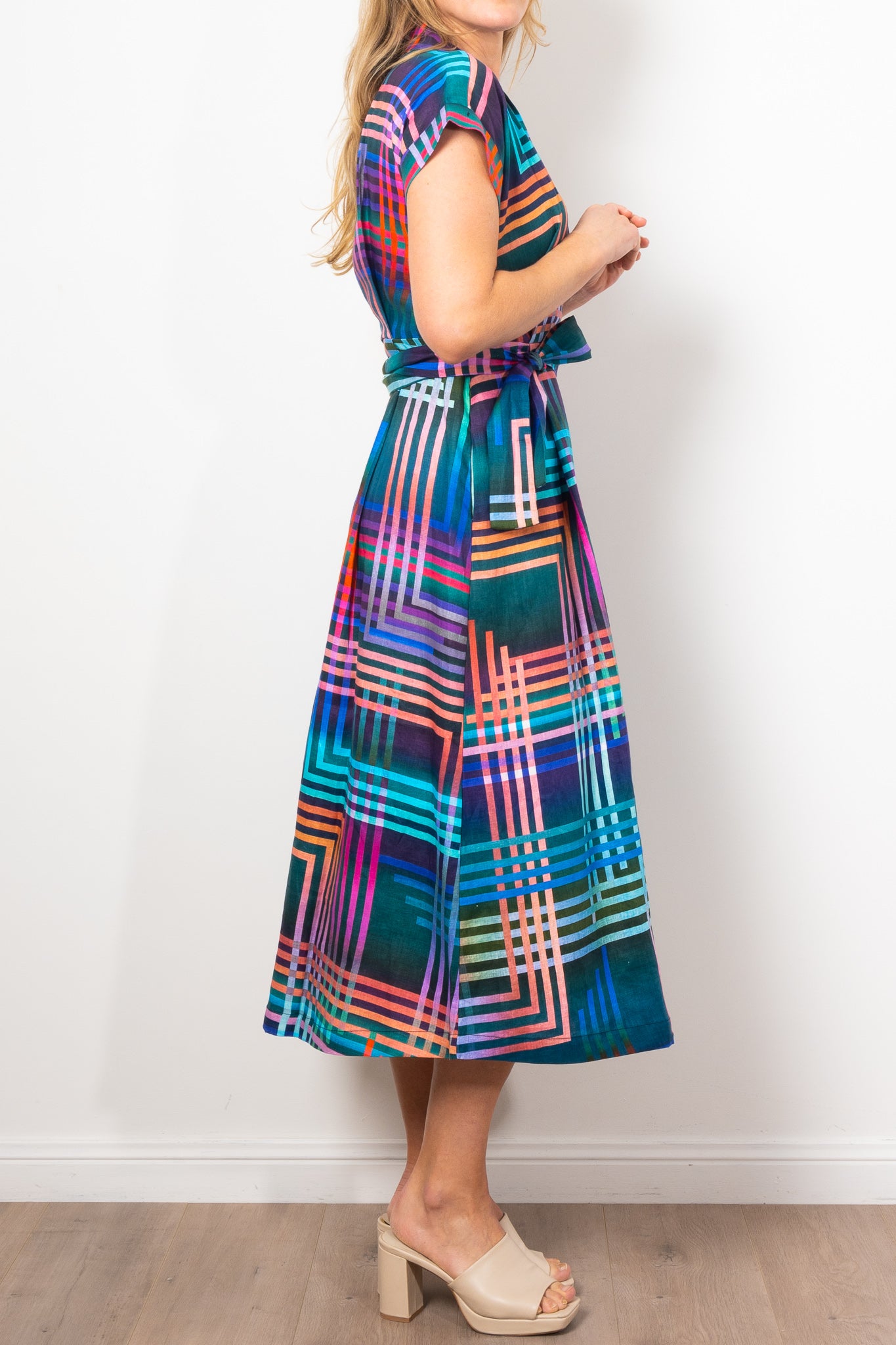 ELK Minnen Wrap Dress for Women - Navy Blue Lightweight Flowy Maxi Dress for Summer, Beach, and Casual Wear