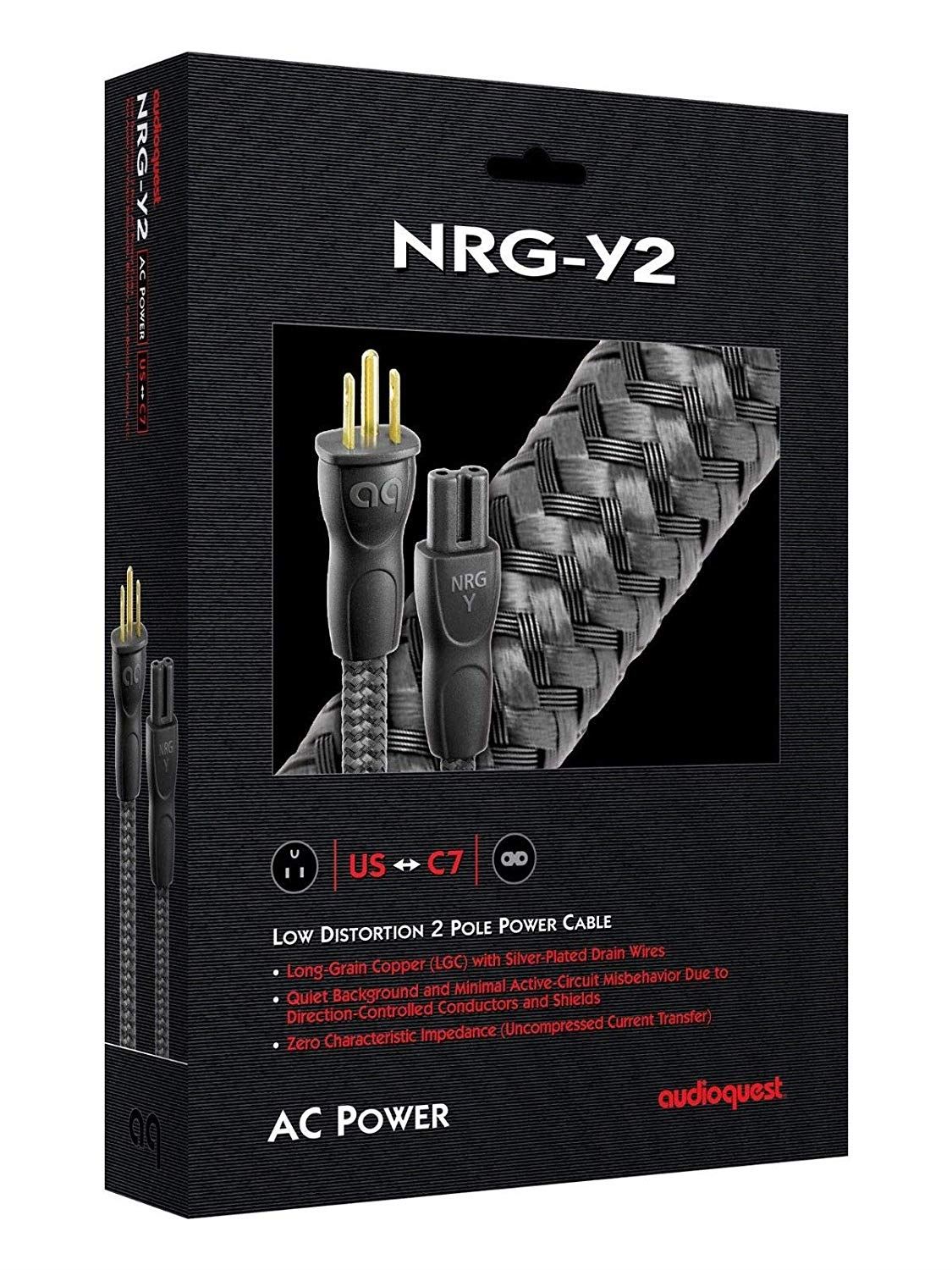 AudioQuest NRG Y2 High Performance AC Power Cable with 2-Pole C7 Connector - Perfect for Home Theater, Hi-Fi Audio Systems & Gaming PCs