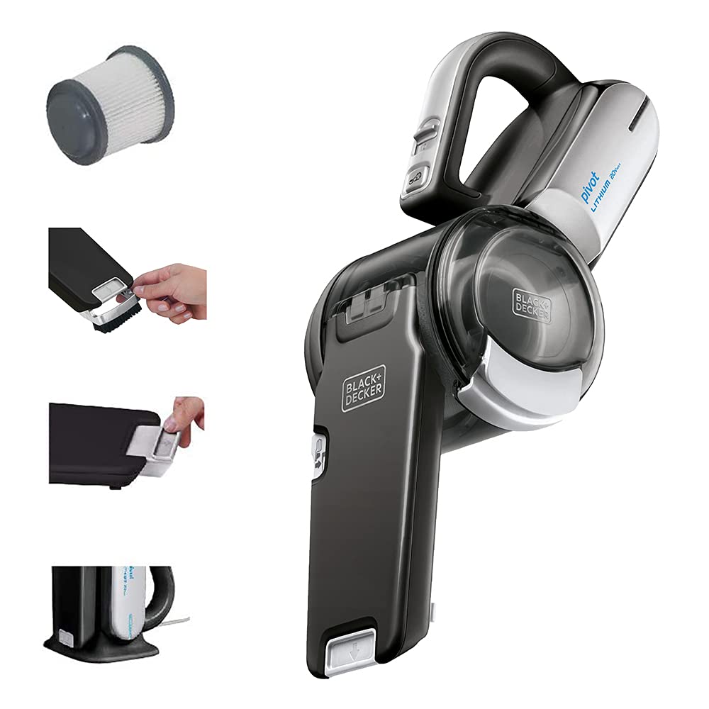 BLACK+DECKER 20V Max Cordless Handheld Vacuum Cleaner - Lightweight, Powerful Suction, Rechargeable Battery (BDH2000PL) - Perfect for Car Cleaning, Pet Hair Removal & Quick Home Cleanups