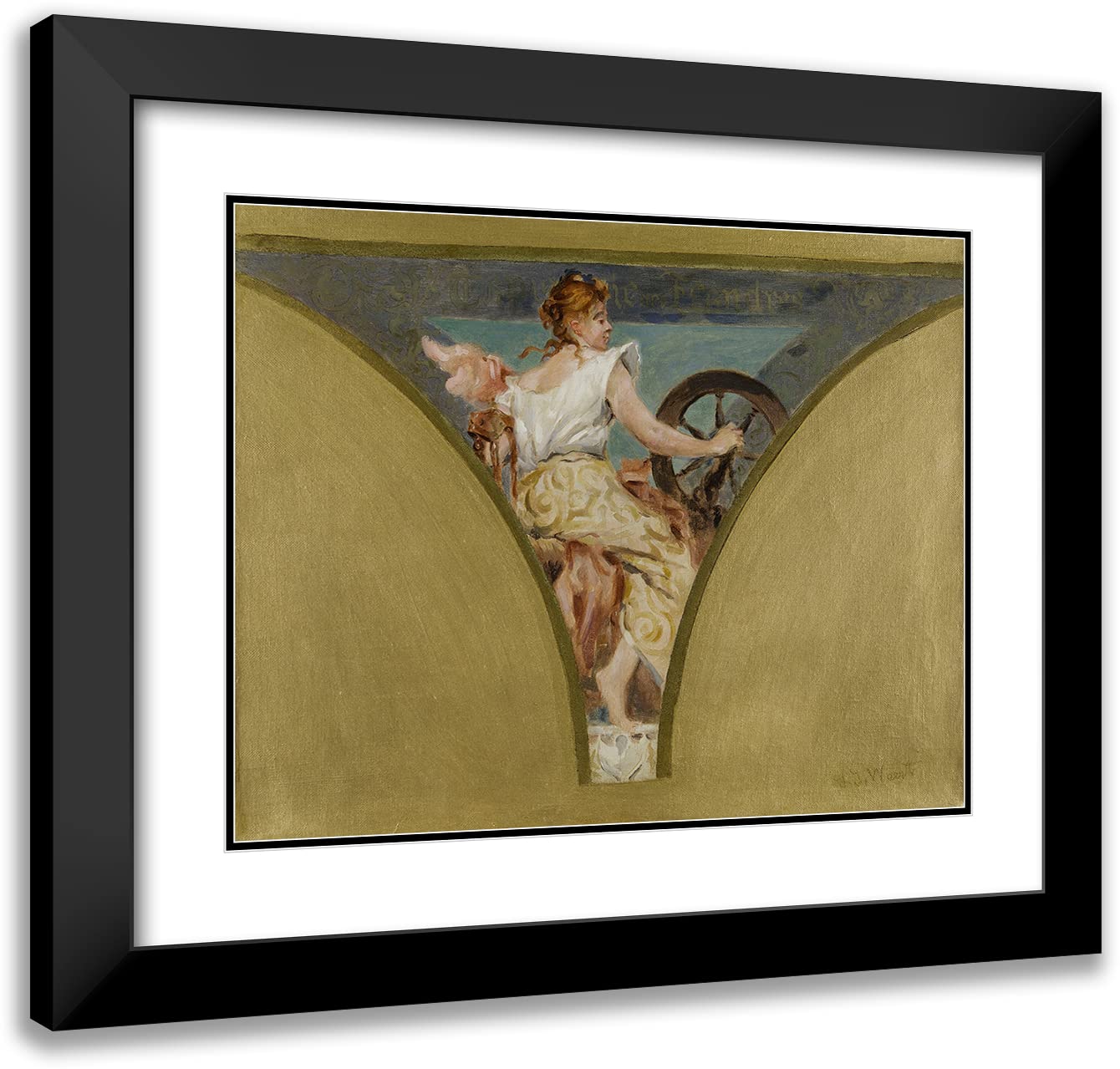 ArtDirect Jean Joseph Weerts 24x20 Black Modern Frame with Double Matted Museum Art Print - The Tapestry (1889-1893) | Wall Decor for Living Room, Bedroom & Office