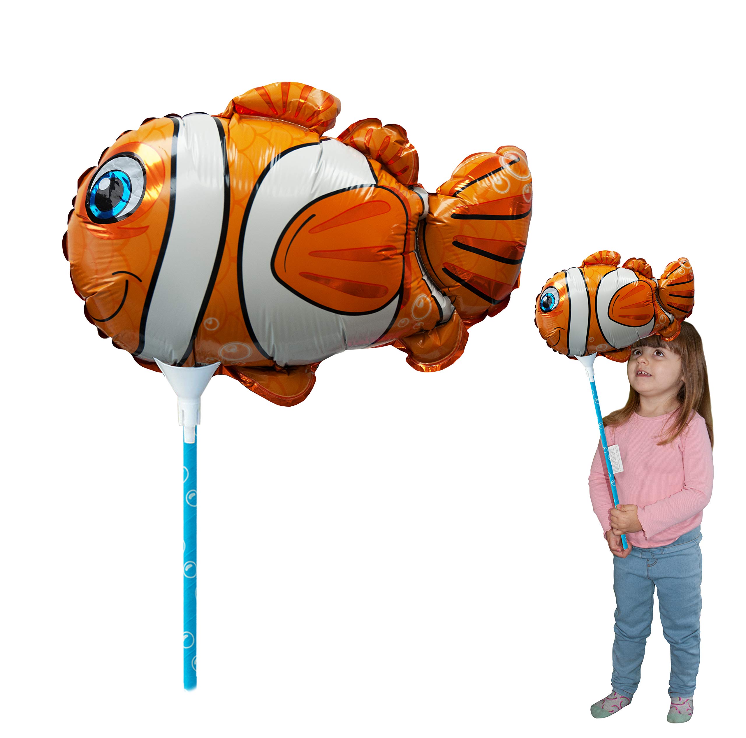 Deluxebase Clown Fish Air Filled Balloons - Colorful Inflatable Animal Balloons for Kids, Birthday Parties & Ocean Theme Decorations | Perfect for Underwater Party Supplies, Baby Showers & Pool Party Decor
