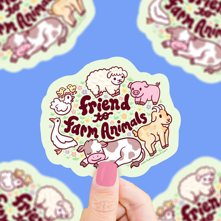 Farm Animal Lover Sticker - Cute Turtle Design for Water Bottles, Laptops & DIY Crafts - Perfect for Animal Rights Supporters & Eco-Friendly Gifts
