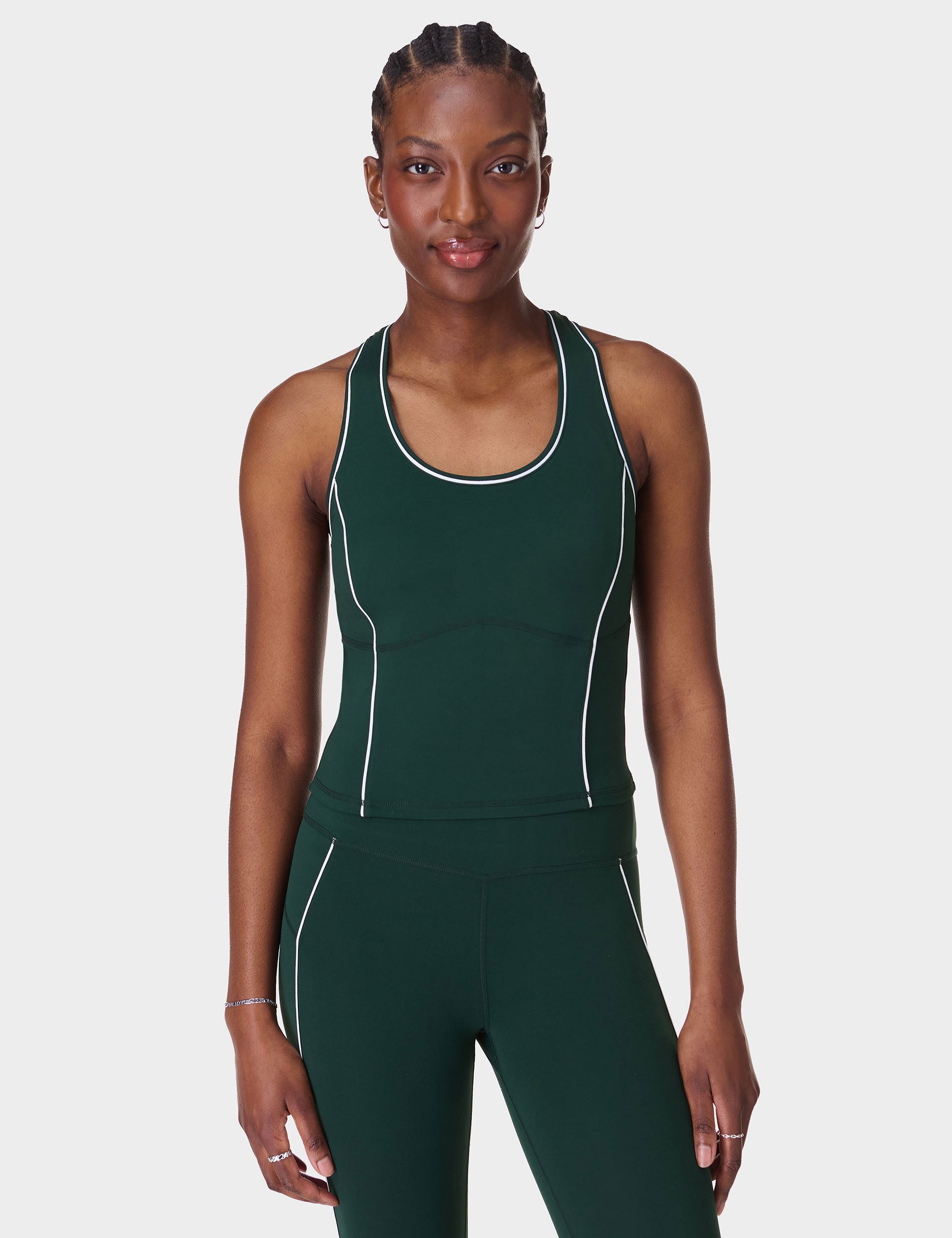 All Day Active Cropped Tank Top for Women - Breathable Cedar Green Workout Shirt | Perfect for Yoga, Running & Gym