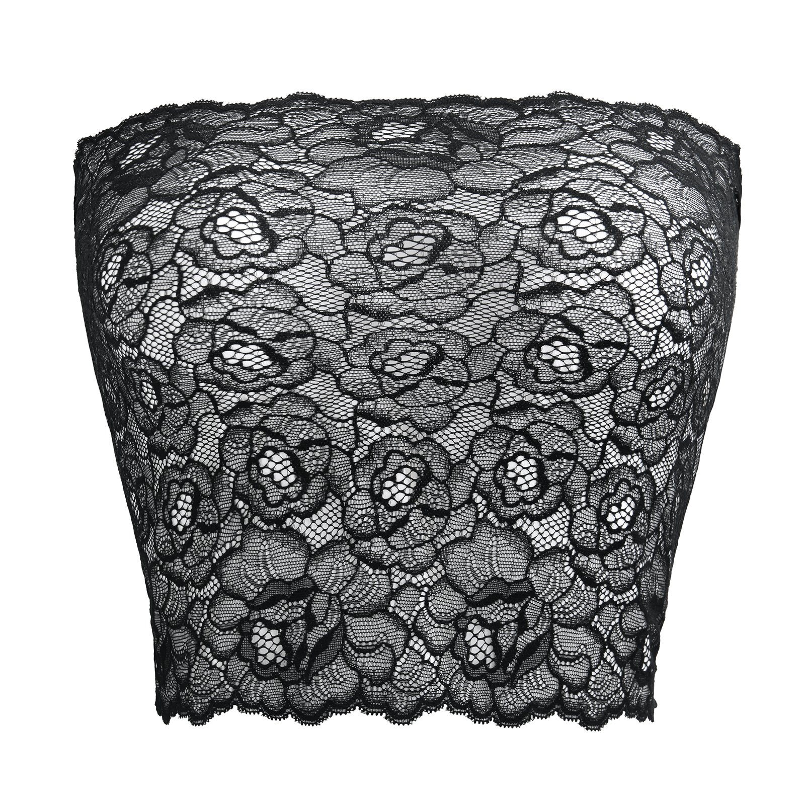 Floral Lace Plus Size Bandeau Bra Top for Women - Strapless Wrap Cami Bralette for Summer Outfits & Beach Wear