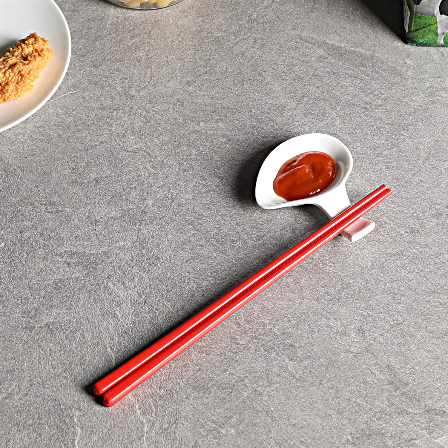 LEETOYI 5-Piece Ceramic Chopsticks Set - 9.6 Inch Porcelain Chinese Chopsticks for Sushi, Noodles & Asian Cuisine - Dishwasher Safe & Easy to Clean - Elegant Red Tableware for Home & Restaurant Use