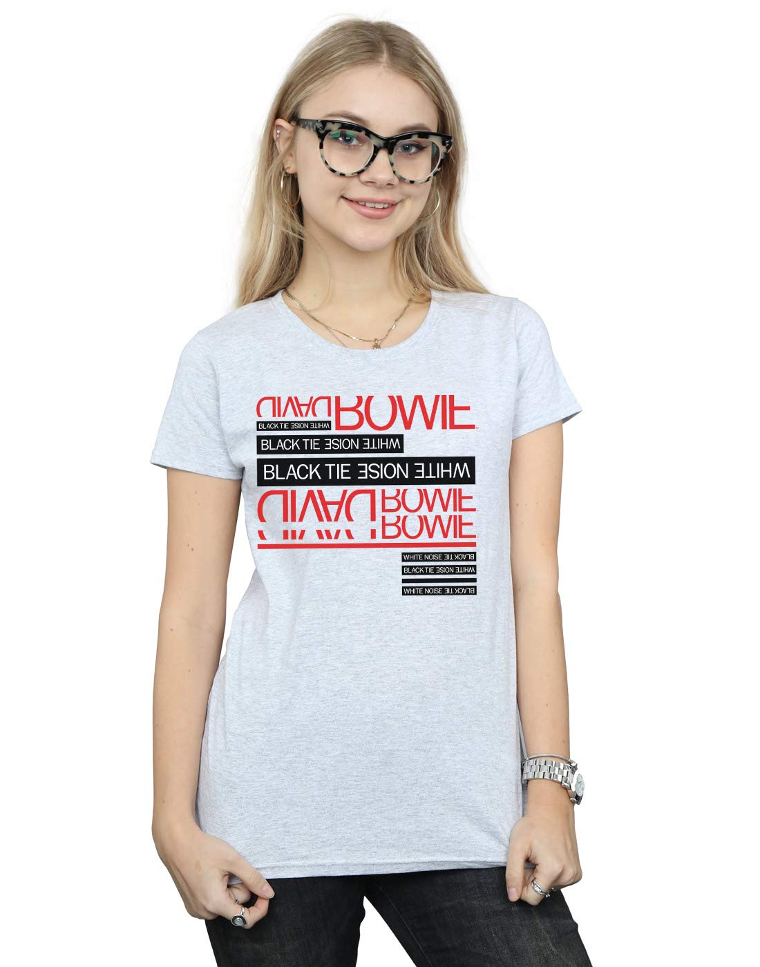 David Bowie Women's Black Tie White Noise Graphic T-Shirt | Vintage Rock Band Tee | Perfect for Concerts, Casual Wear & Music Lovers