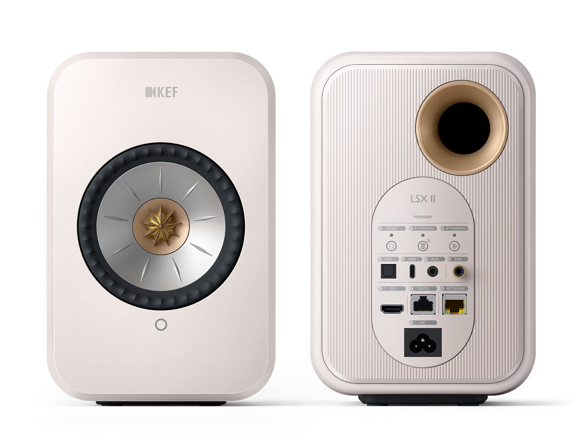 KEF LSX II Wireless HiFi Speaker System - Premium Bluetooth Bookshelf Speakers with High Resolution Audio (Mineral White) | Perfect for Home Theater, Music Studio & Office Sound System