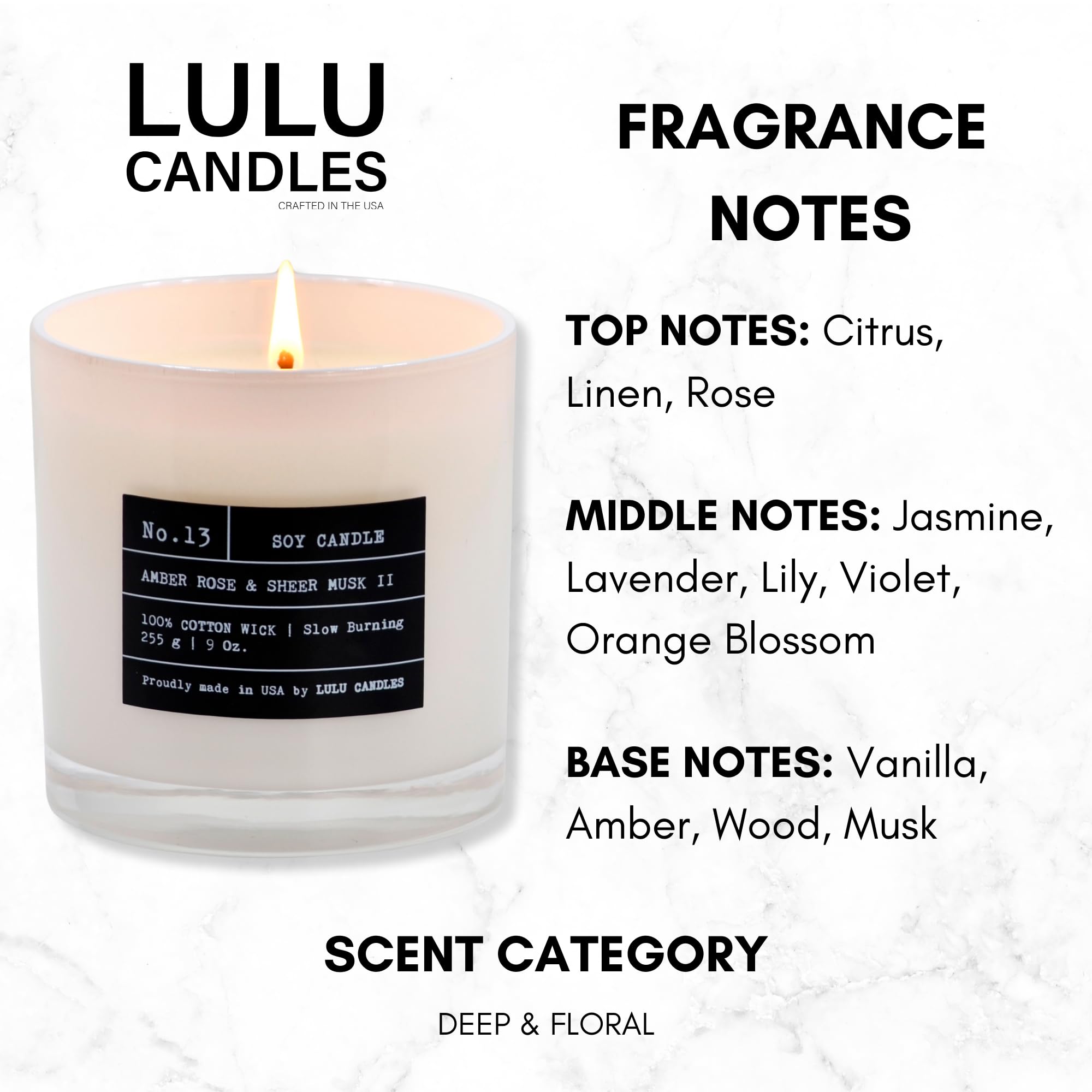 Lulu Candles - In The Mood Luxury Scented Soy Jar Candle | Hand Poured in USA | Highly Fragranced & Long Lasting 9oz Soy Wax Candle for Home, Spa, Yoga & Romantic Ambiance