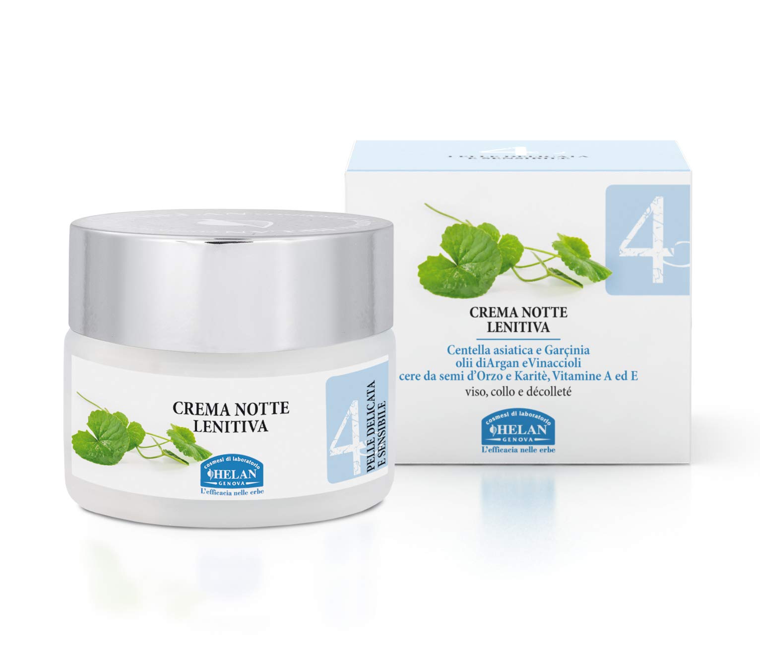 Helan Linea Viso 4 Night Cream - Soothing Face Moisturizer with Vitamin E & A, Argan Oil & Shea Butter for Sensitive Skin | Nourishing Nighttime Skincare | Made in Italy, 50ml | Perfect for Dry Skin Relief & Anti-Aging Routine