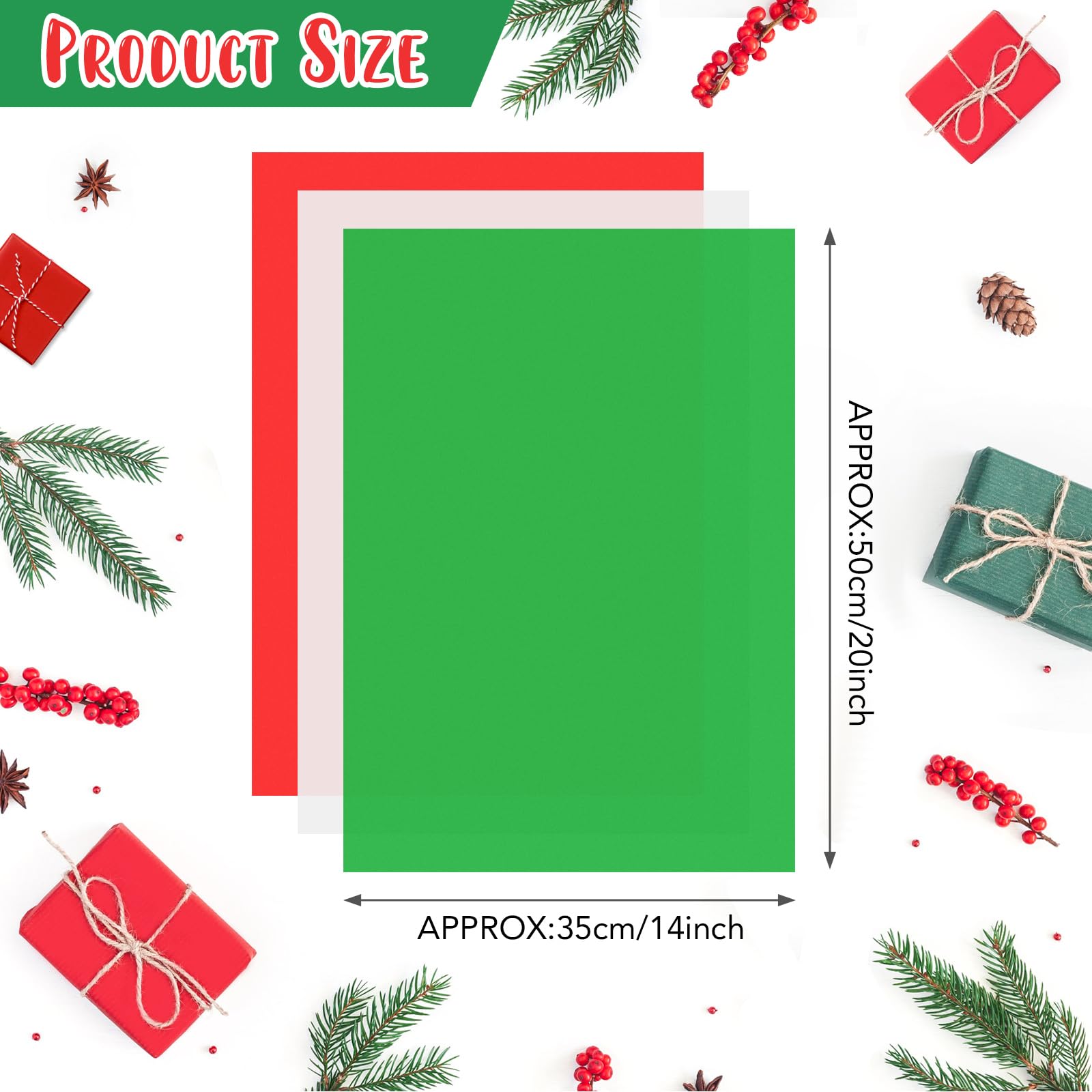 100 Sheets Christmas Tissue Paper - Red, Green & White Holiday Gift Wrapping Paper for Crafts, Bags & Party Decorations | Perfect for Christmas Presents, DIY Projects & Festive Home Decor