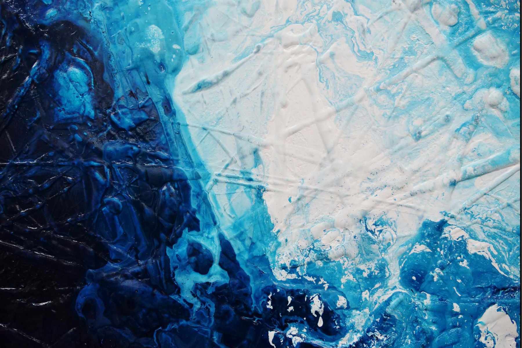 Glacier Blue 160cm x 100cm Abstract Textured Canvas Painting - Modern Wall Art for Living Room, Bedroom & Office Decor