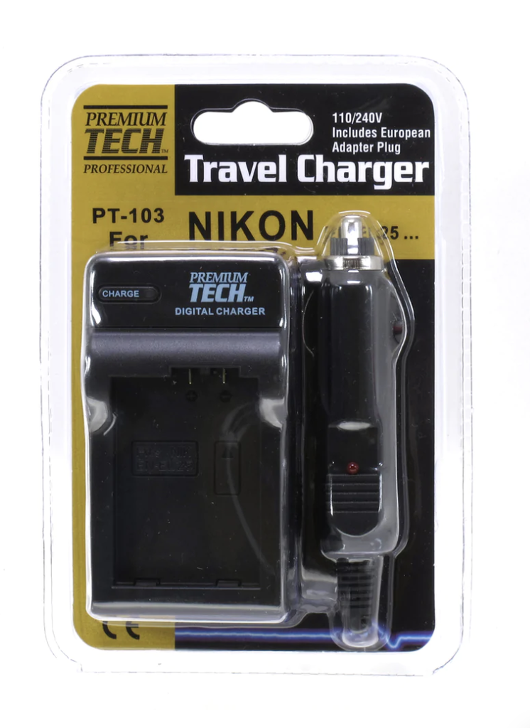 Premium Tech PT 103 Universal USB Travel Charger for Nikon EN EL25 Battery - Compact & Fast Charging for DSLR Cameras - Perfect for Travel, Photography Trips & Outdoor Adventures