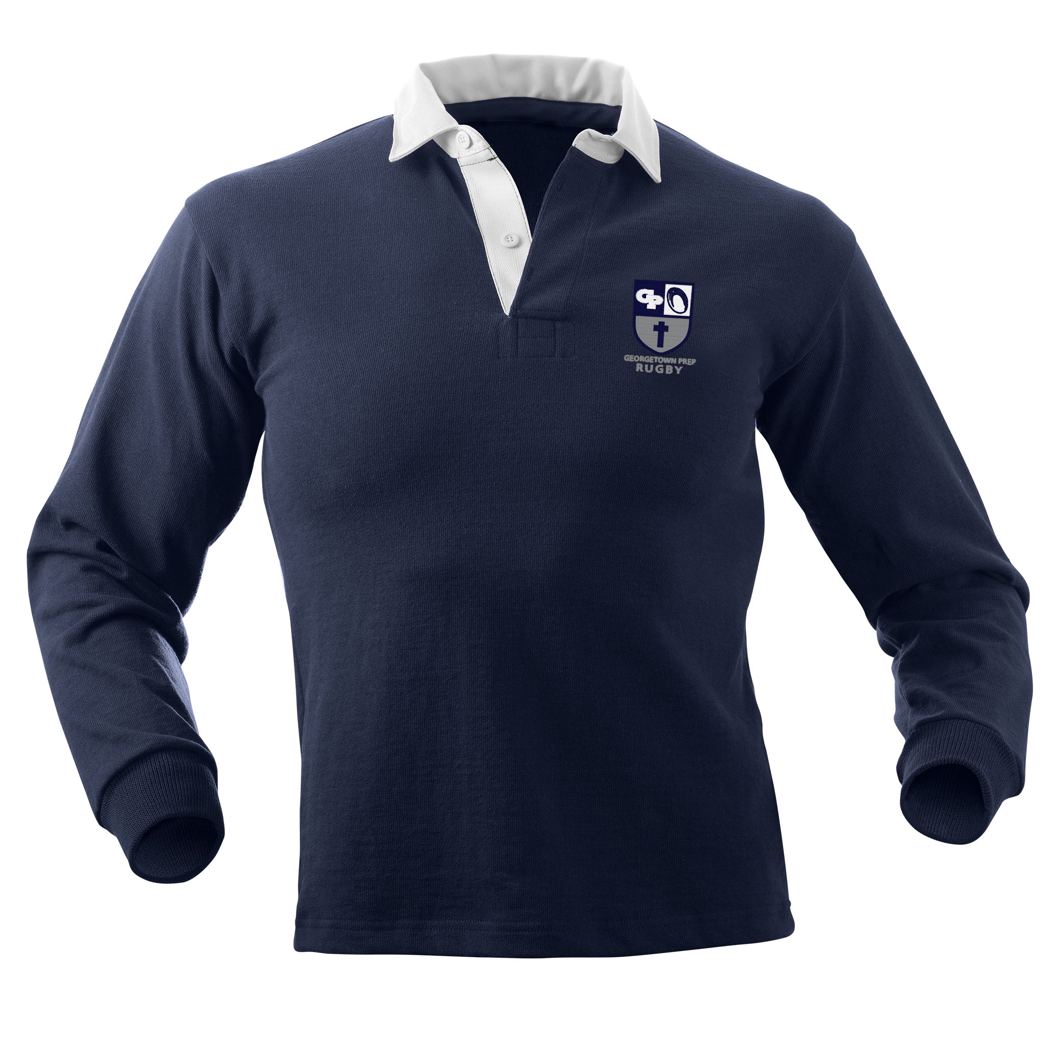 Georgetown Prep Solid Traditional Rugby Jersey - Durable & Comfortable Rugby Shirt for Men - Perfect for Games, Training & Casual Wear