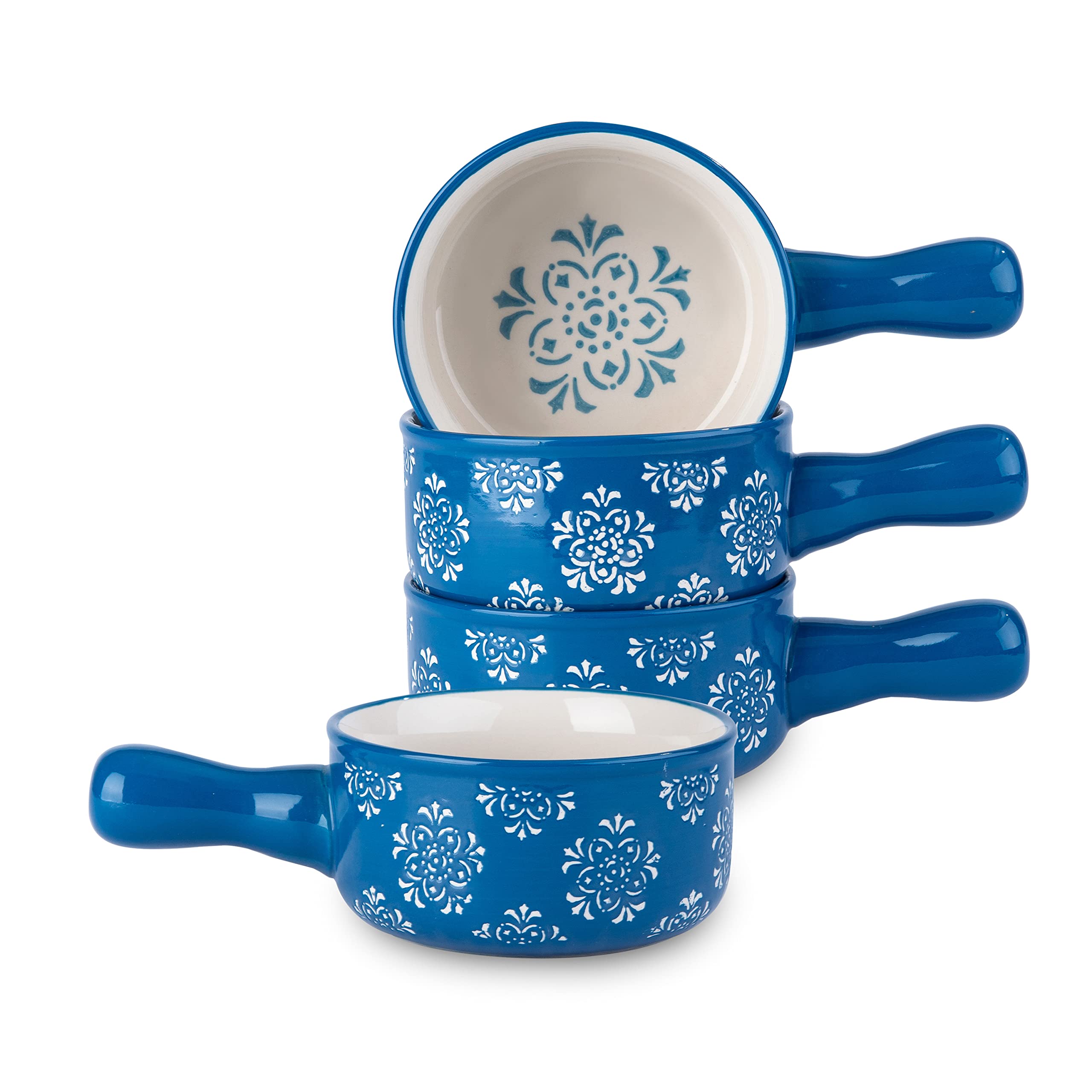 Original Heart Soup Bowls - Ceramic Onion Soup Crocks with Handles, 17oz Microwave & Oven Safe, Non-Stick, Stackable (Set of 4) - Perfect for French Onion Soup, Ramen, Chili & Family Dining
