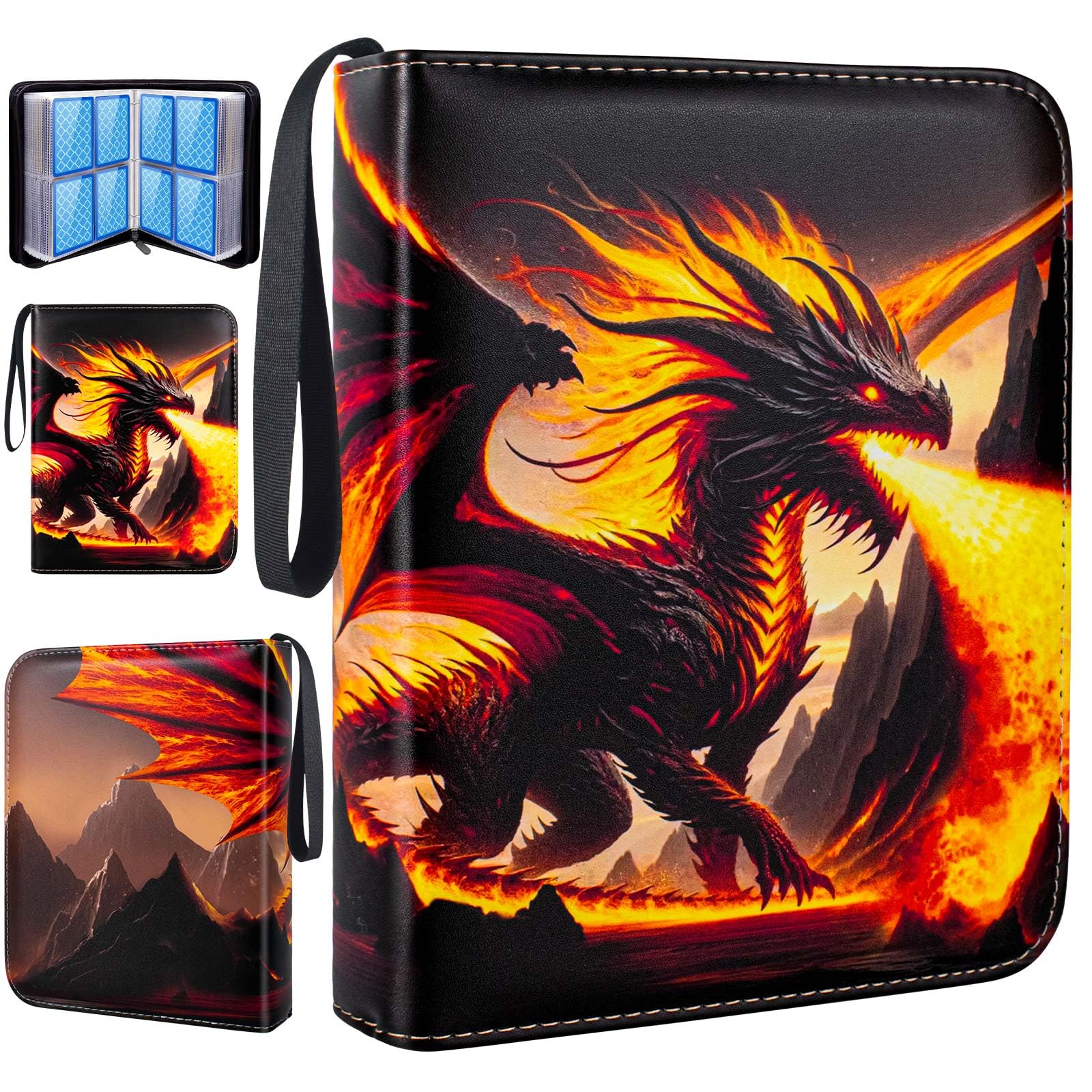 Zipper Card Binder - 50 Pages 400 Card Capacity Collectible Card Album, PU Leather Waterproof Trading Card Holder, Orange - Perfect for MTG, Pokemon & Sports Card Storage & Organization
