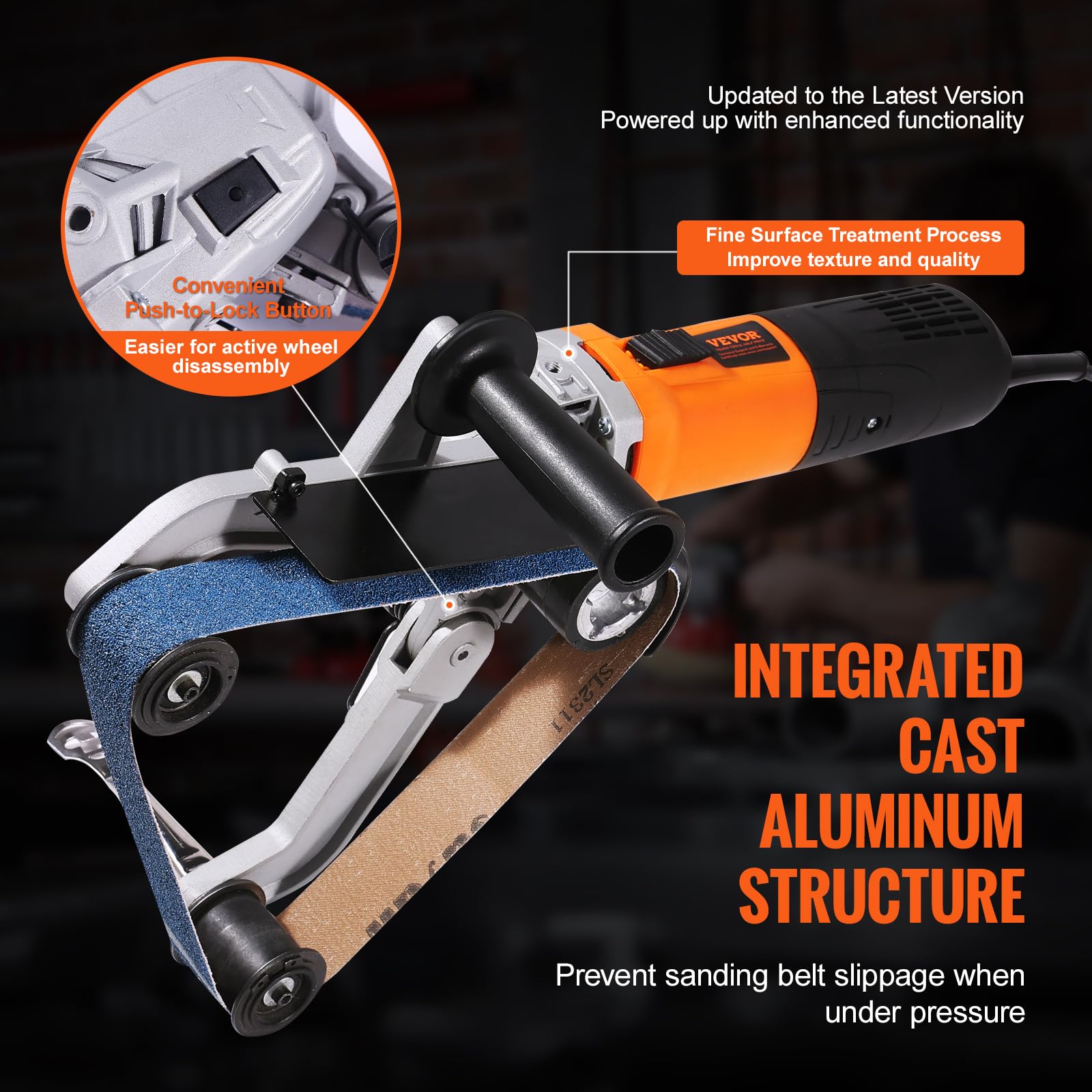 VEVOR 1000W Professional Pipe Tube Polisher & Belt Sander - 6 Adjustable Speeds (1100-3200 RPM) with 100 Sanding Belts for Metal Finishing, Rust Removal & Surface Burnishing - Ideal for DIY Projects, Metalworking & Industrial Applications