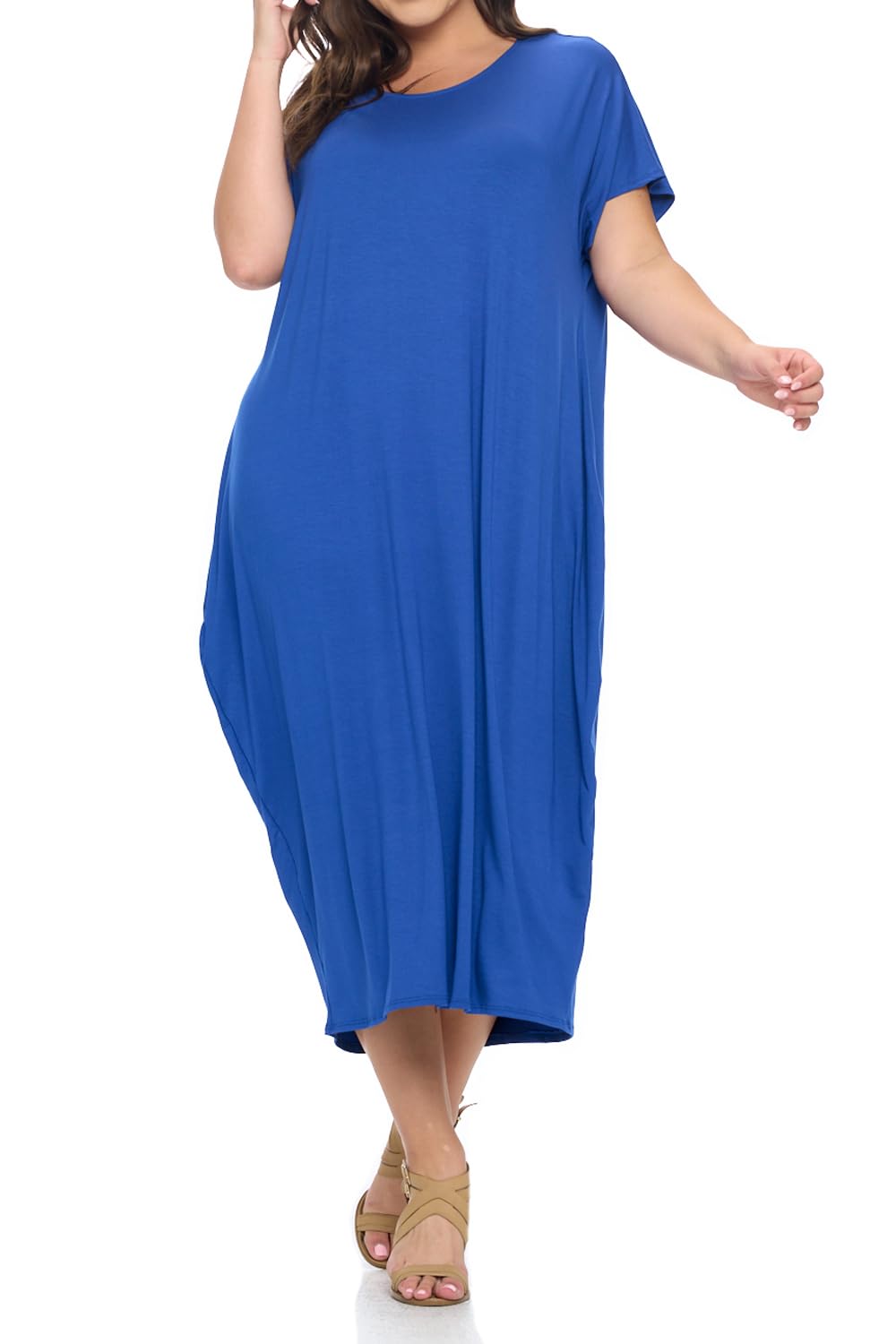 Vivienne Women's Pastel Cocoon Maxi Dress with Dolman Sleeves - Flowy Boho Chic Dress for Beach, Wedding & Summer Vacation